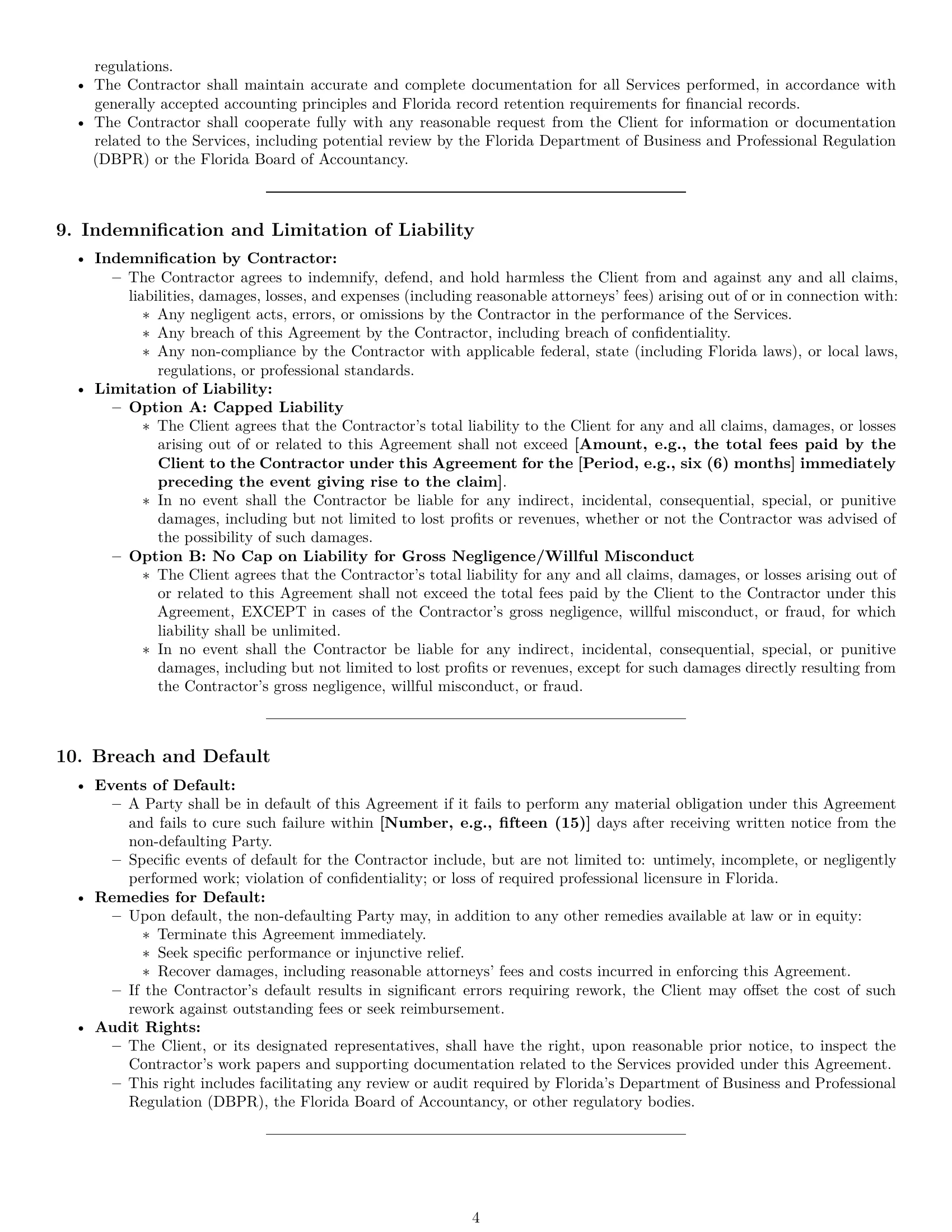 Preview page 4 of Pro Florida accounting independent contractor agreement template