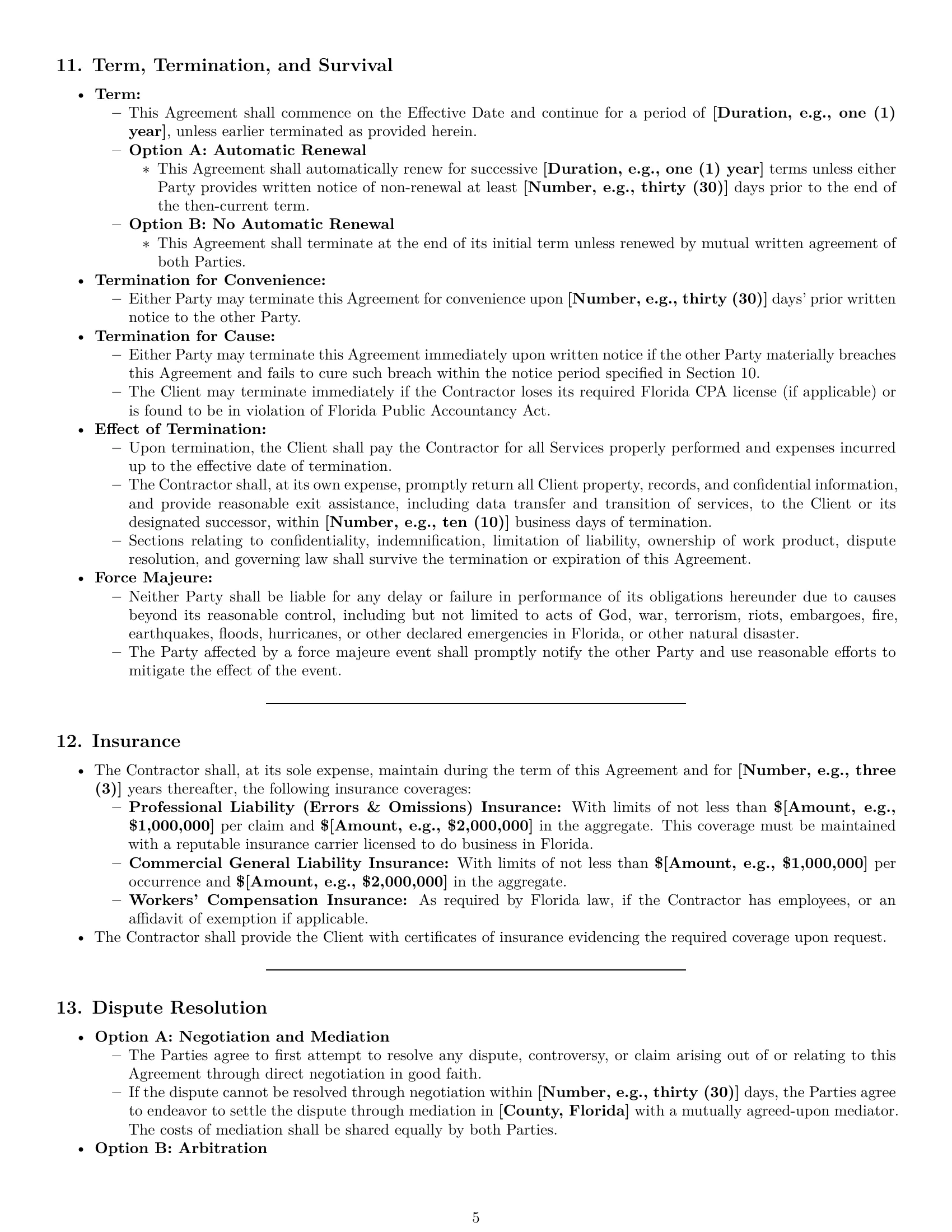 Preview page 5 of Pro Florida accounting independent contractor agreement template