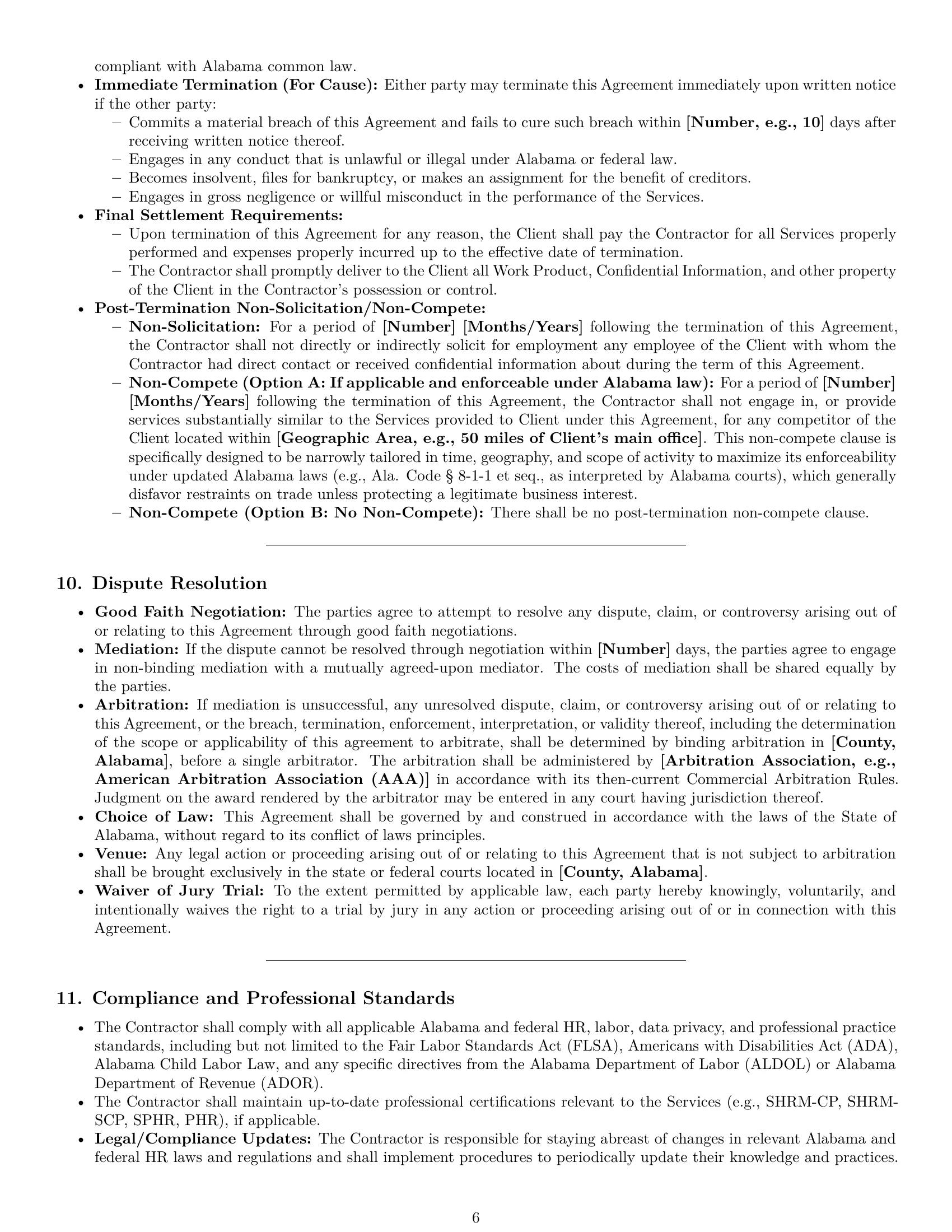 Preview page 6 of Pro Alabama hr independent contractor agreement template