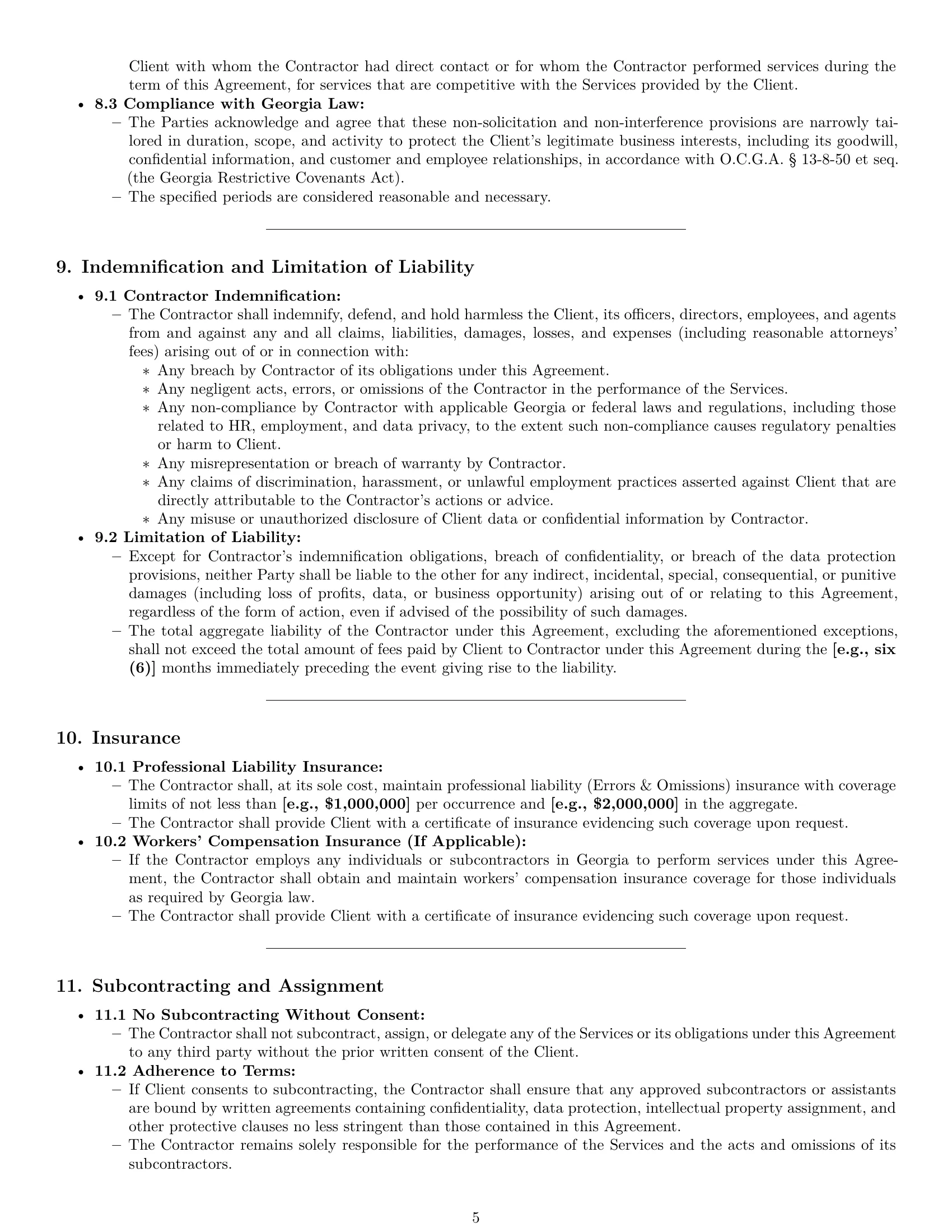 Preview page 5 of Pro Georgia hr independent contractor agreement template
