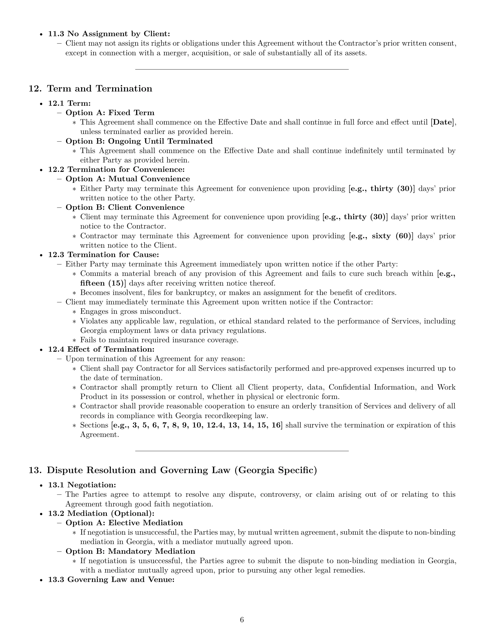 Preview page 6 of Pro Georgia hr independent contractor agreement template