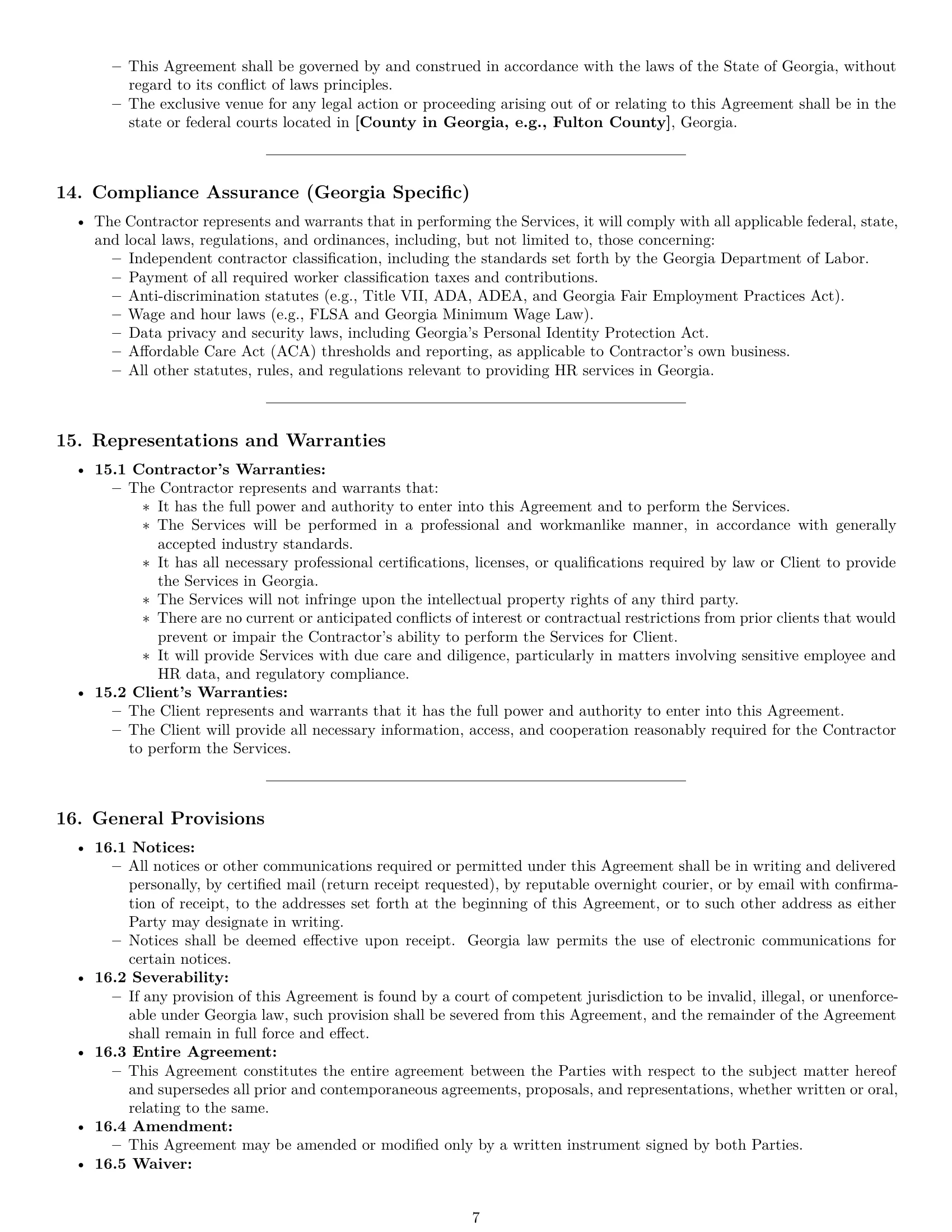 Preview page 7 of Pro Georgia hr independent contractor agreement template