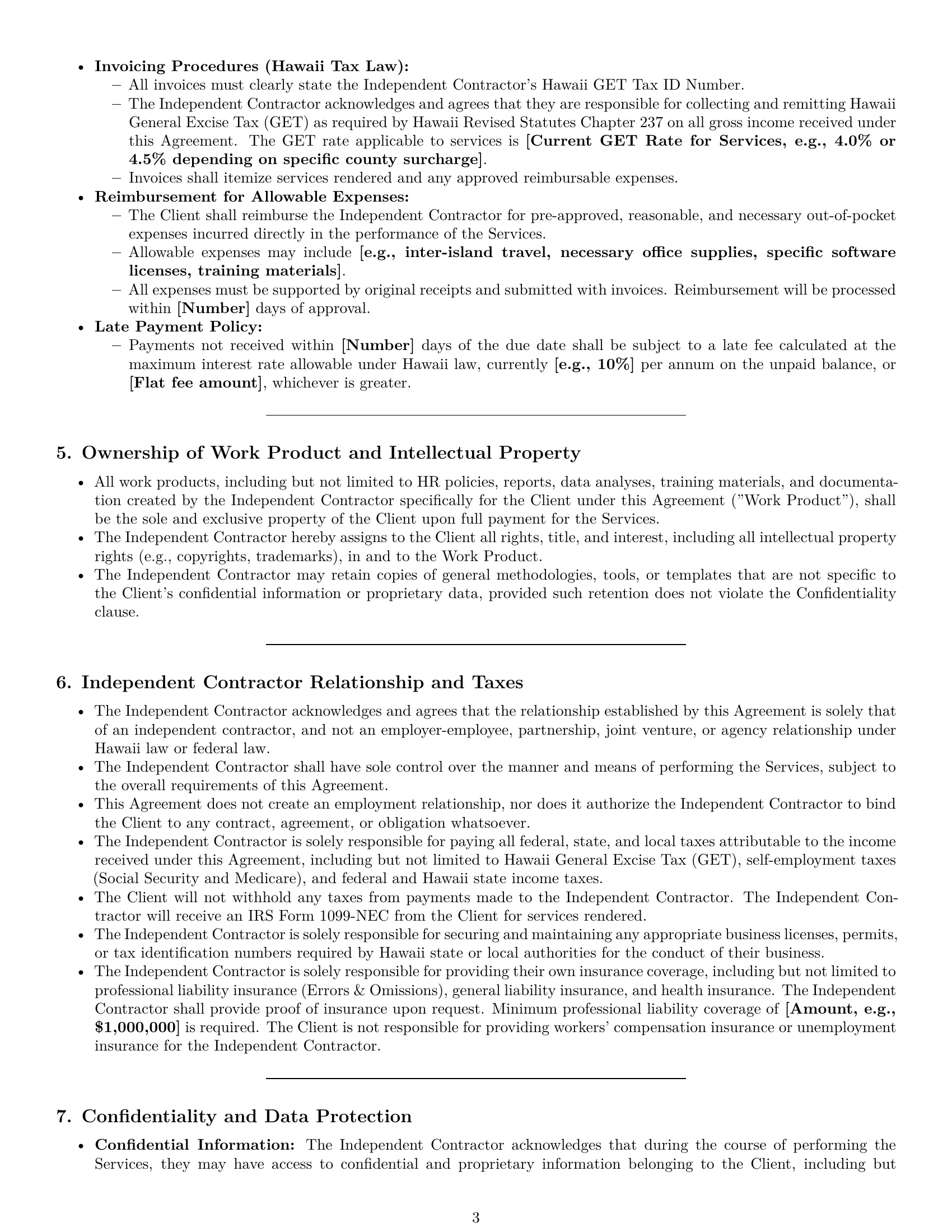 Preview page 3 of Pro Hawaii hr independent contractor agreement template