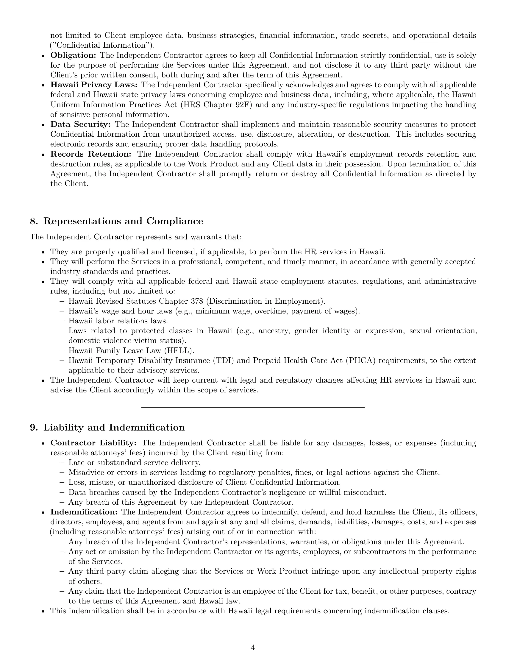 Preview page 4 of Pro Hawaii hr independent contractor agreement template