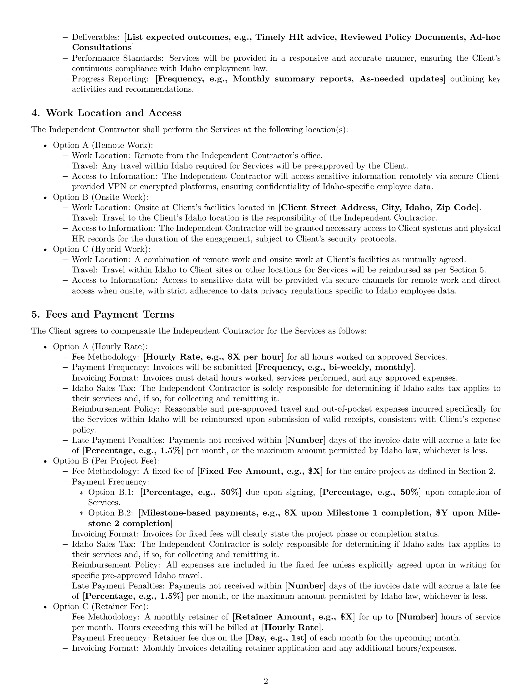 Preview page 2 of Pro Idaho hr independent contractor agreement template