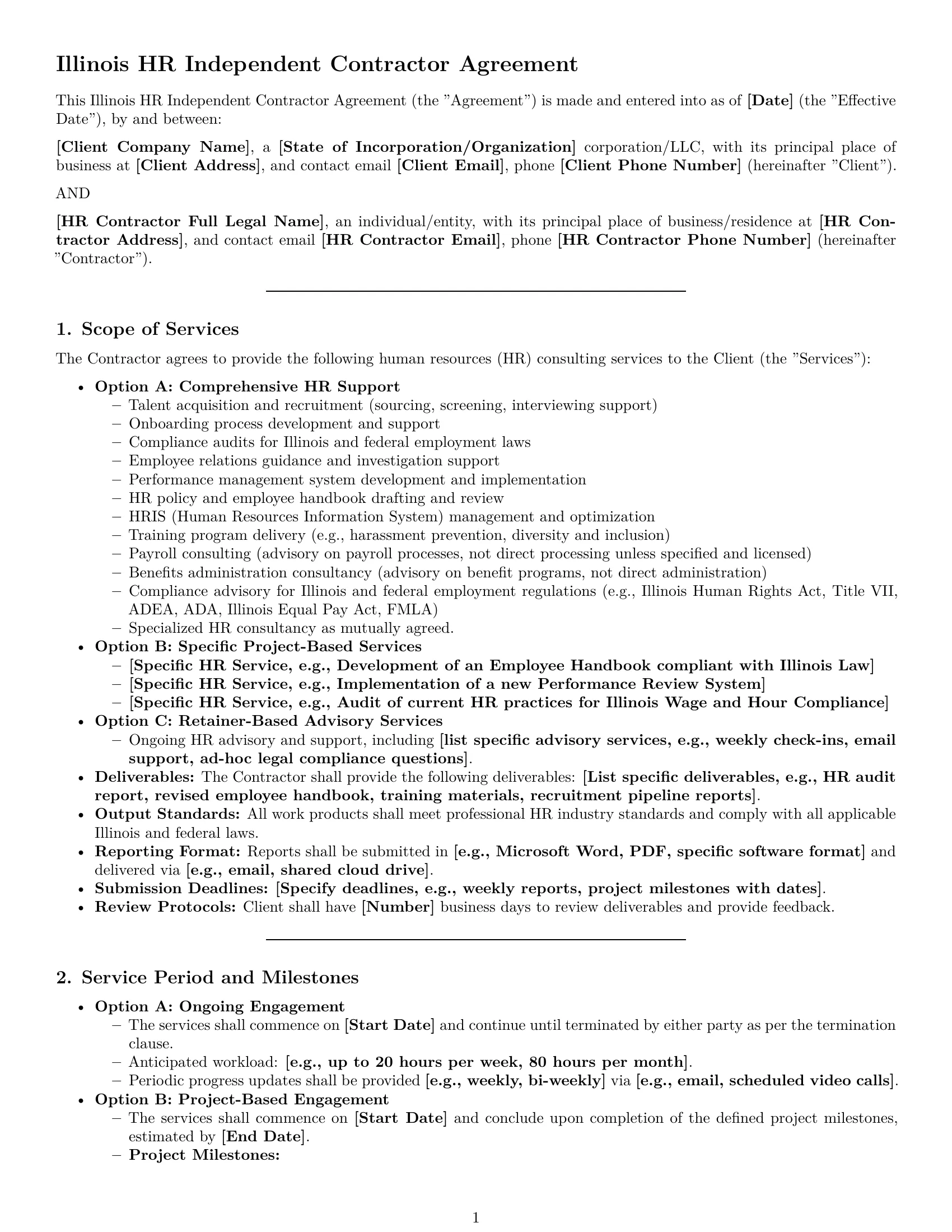 Preview page 1 of Pro Illinois hr independent contractor agreement template