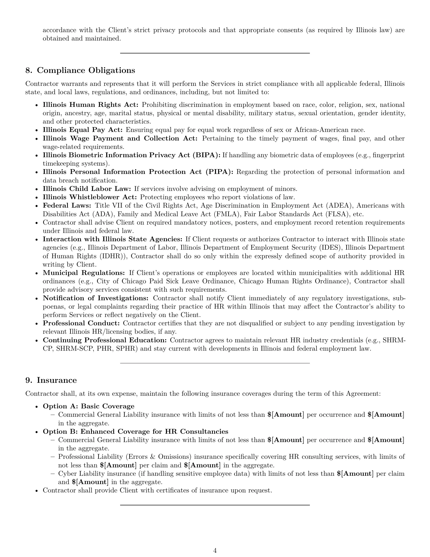 Preview page 4 of Pro Illinois hr independent contractor agreement template