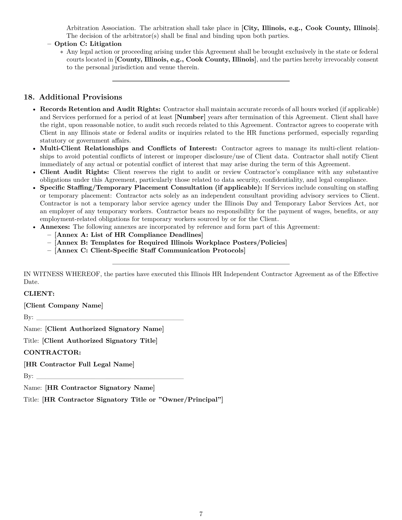 Preview page 7 of Pro Illinois hr independent contractor agreement template