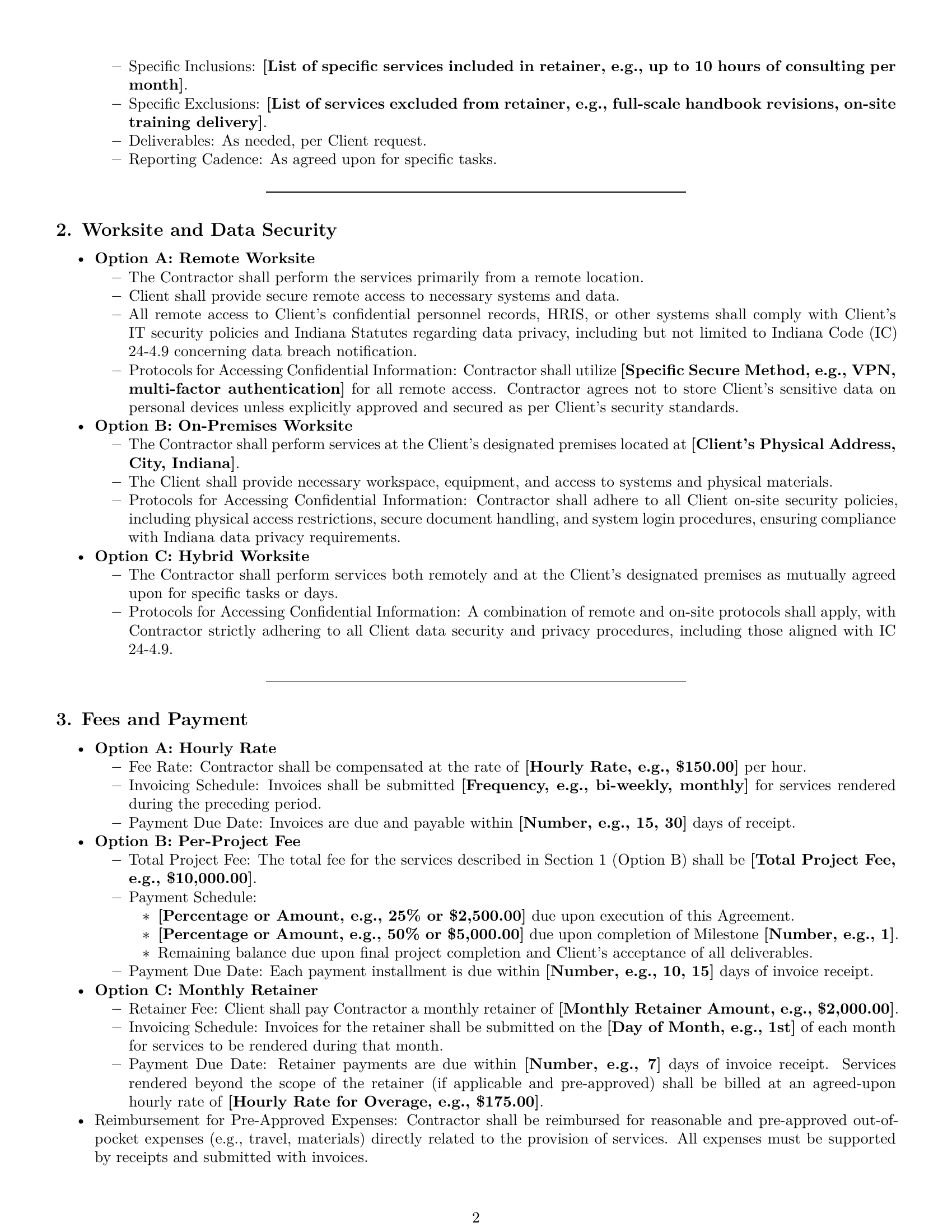 Preview page 2 of Pro Indiana hr independent contractor agreement template