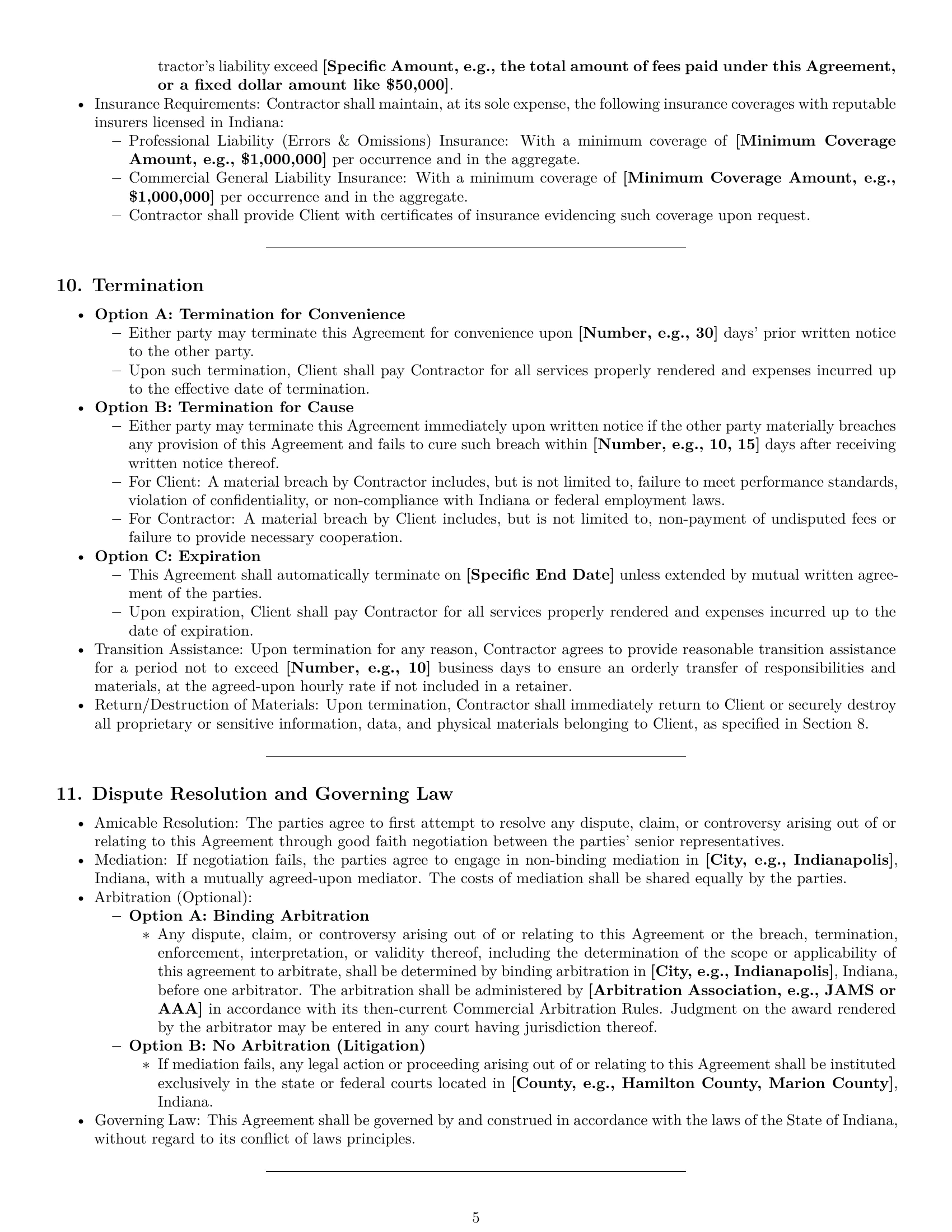 Preview page 5 of Pro Indiana hr independent contractor agreement template