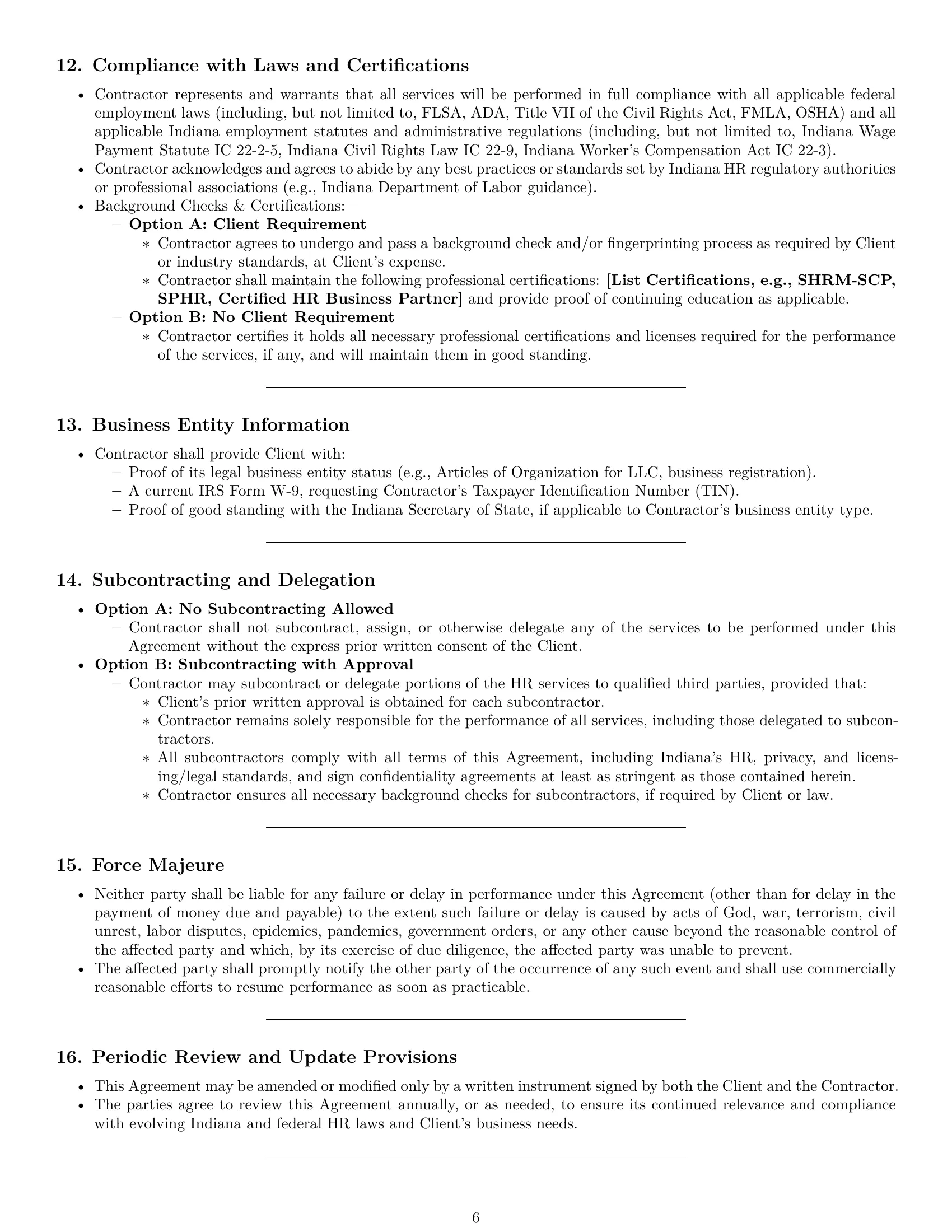 Preview page 6 of Pro Indiana hr independent contractor agreement template