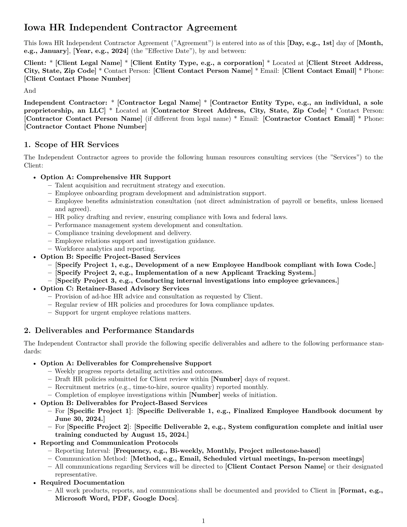 Preview page 1 of Pro Iowa hr independent contractor agreement template