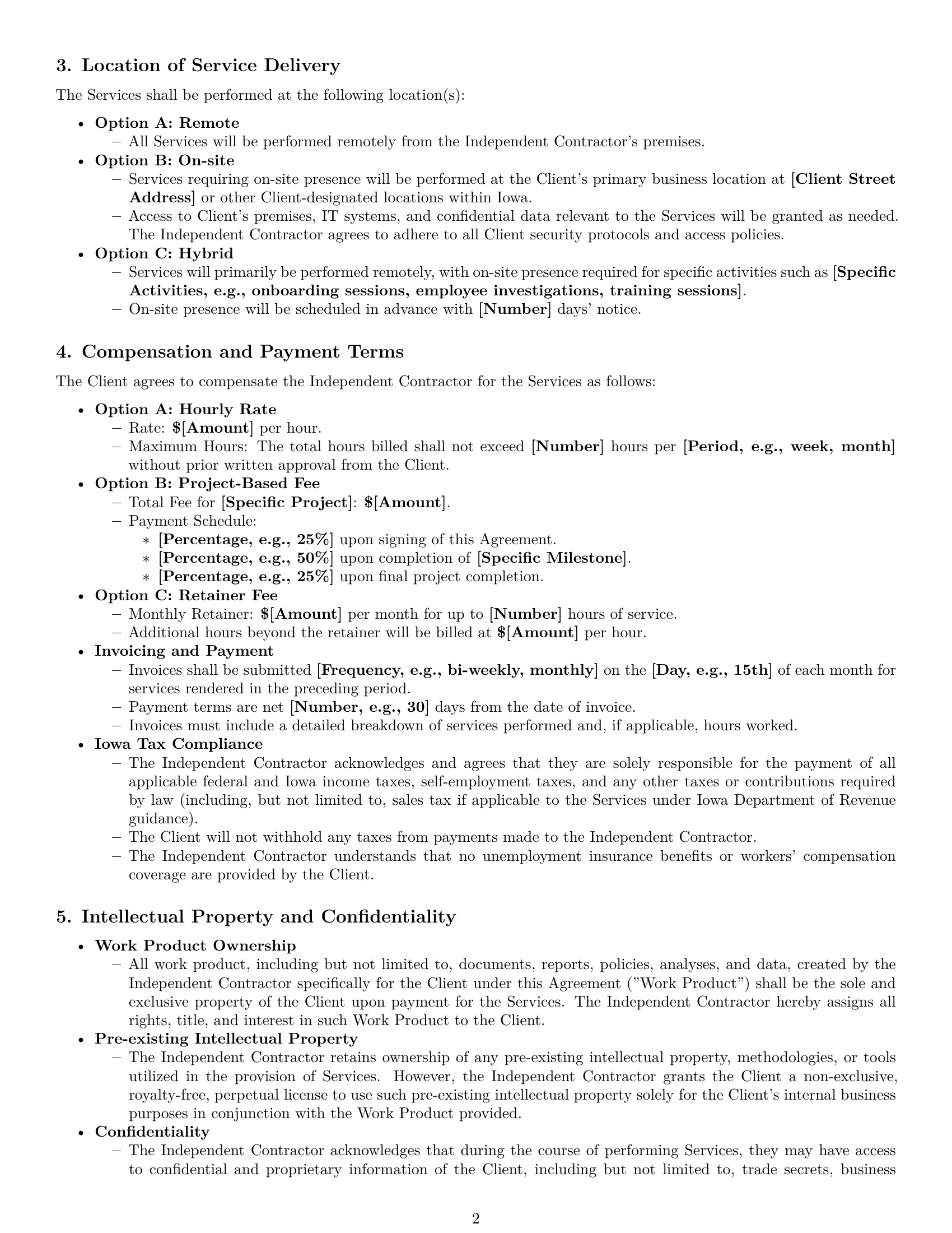 Preview page 2 of Pro Iowa hr independent contractor agreement template
