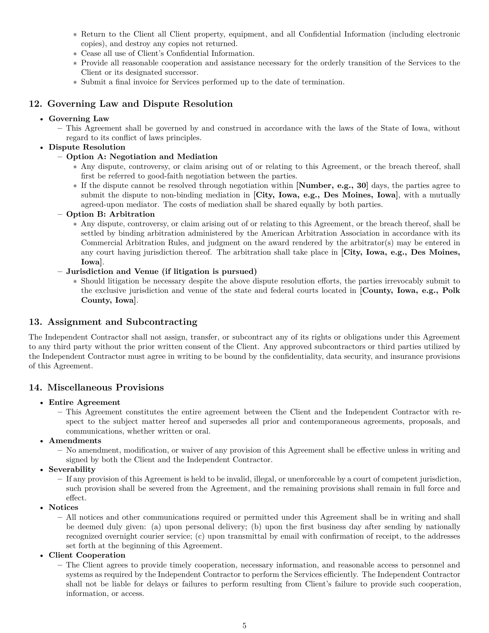 Preview page 5 of Pro Iowa hr independent contractor agreement template