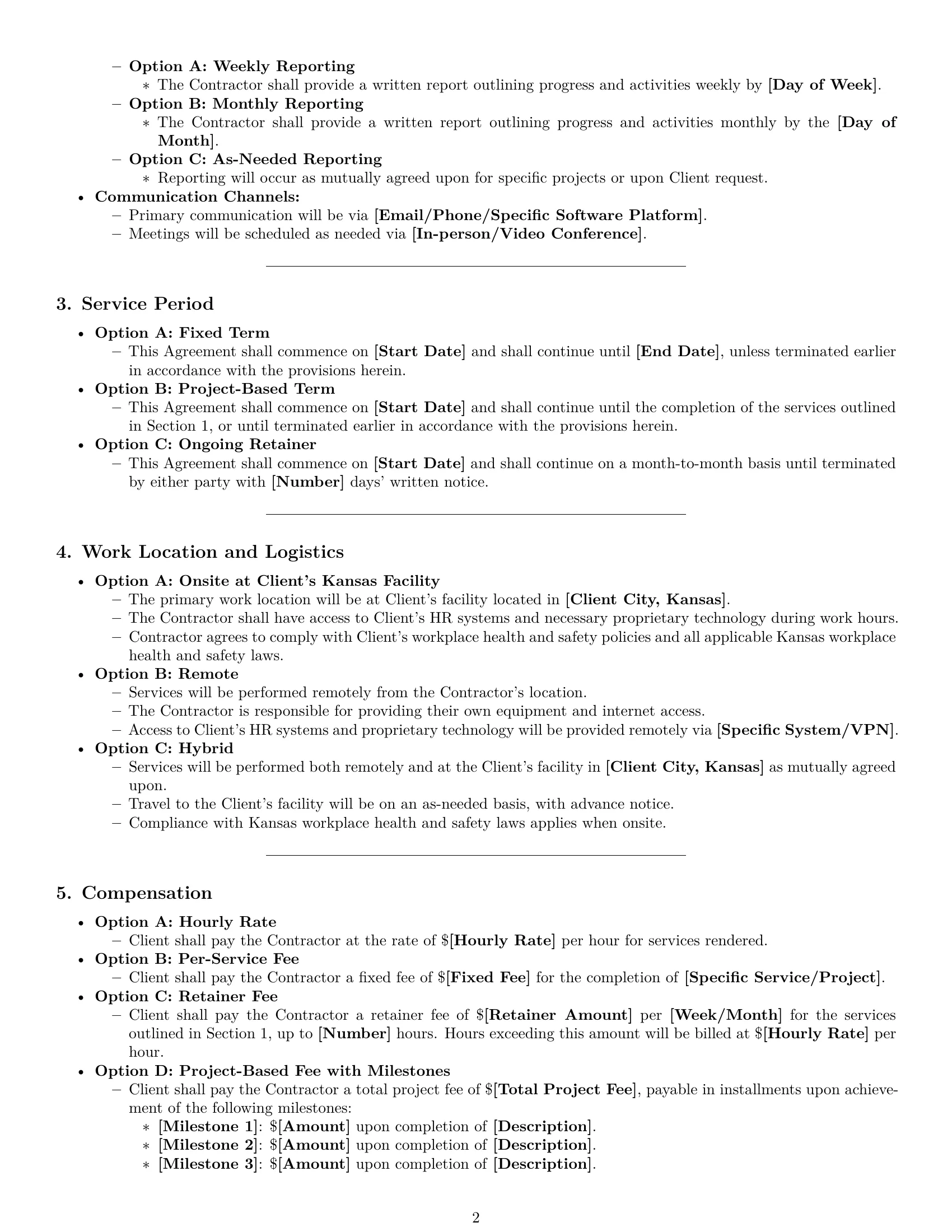 Preview page 2 of Pro Kansas hr independent contractor agreement template
