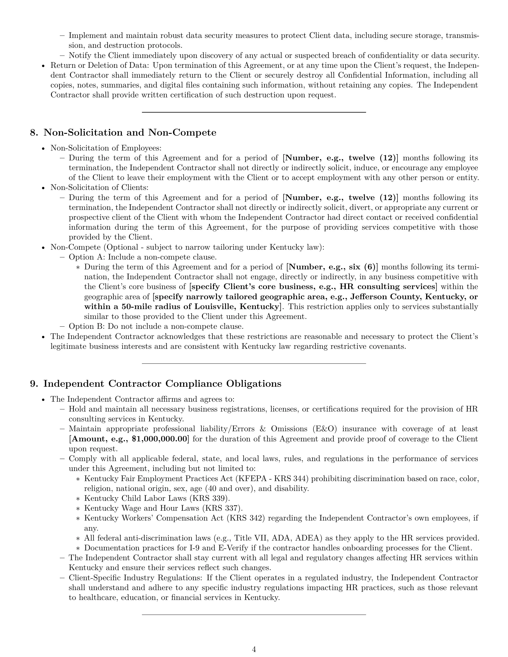 Preview page 4 of Pro Kentucky hr independent contractor agreement template