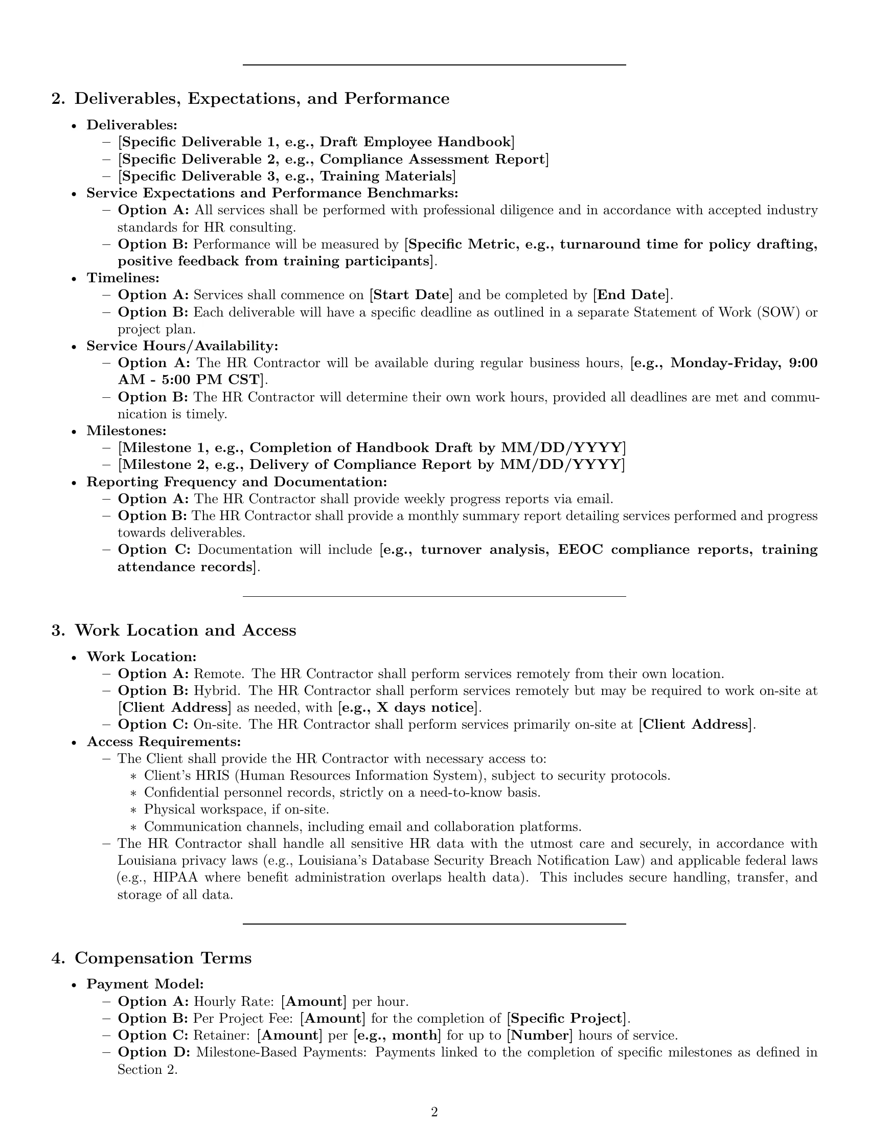 Preview page 2 of Pro Louisiana hr independent contractor agreement template