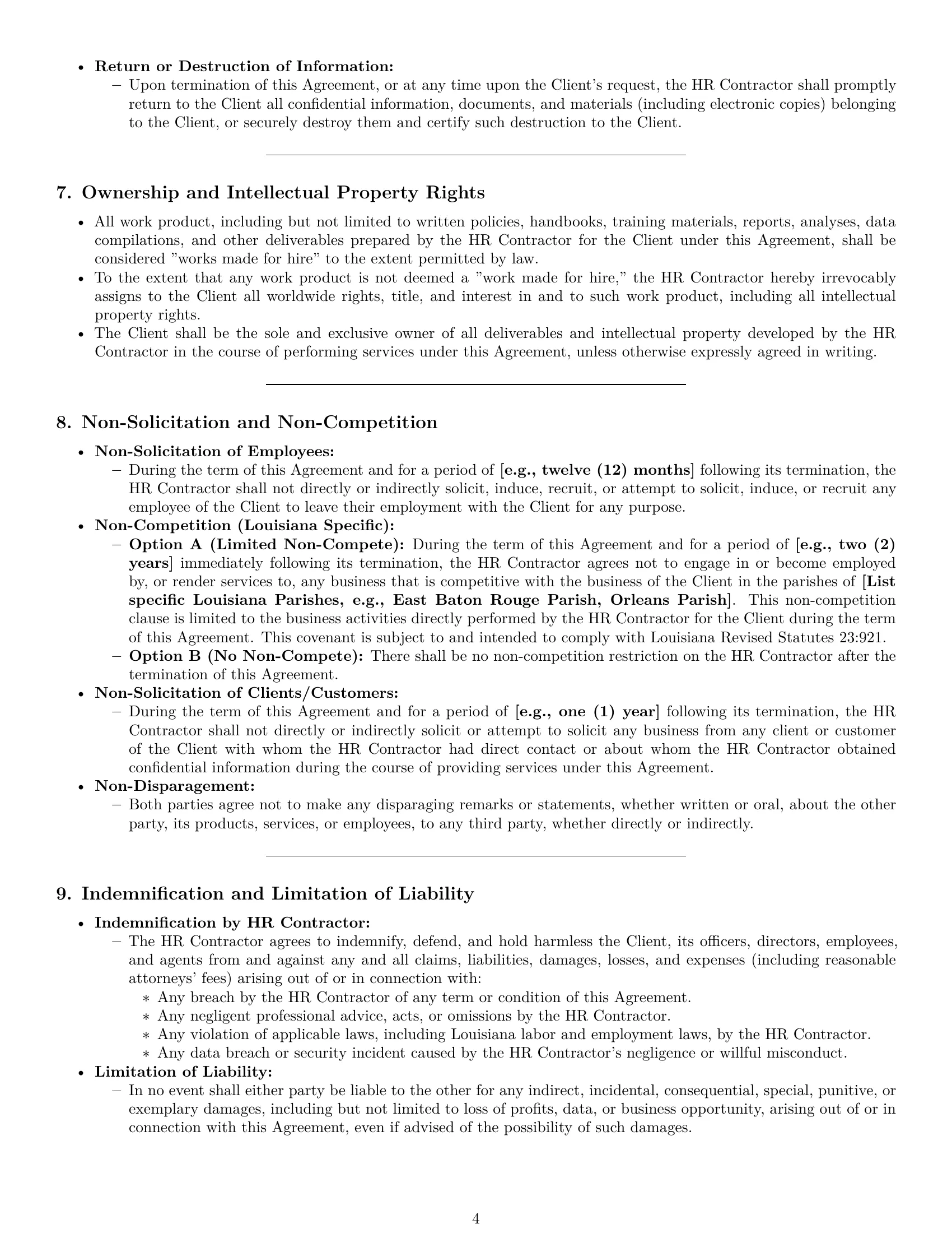 Preview page 4 of Pro Louisiana hr independent contractor agreement template