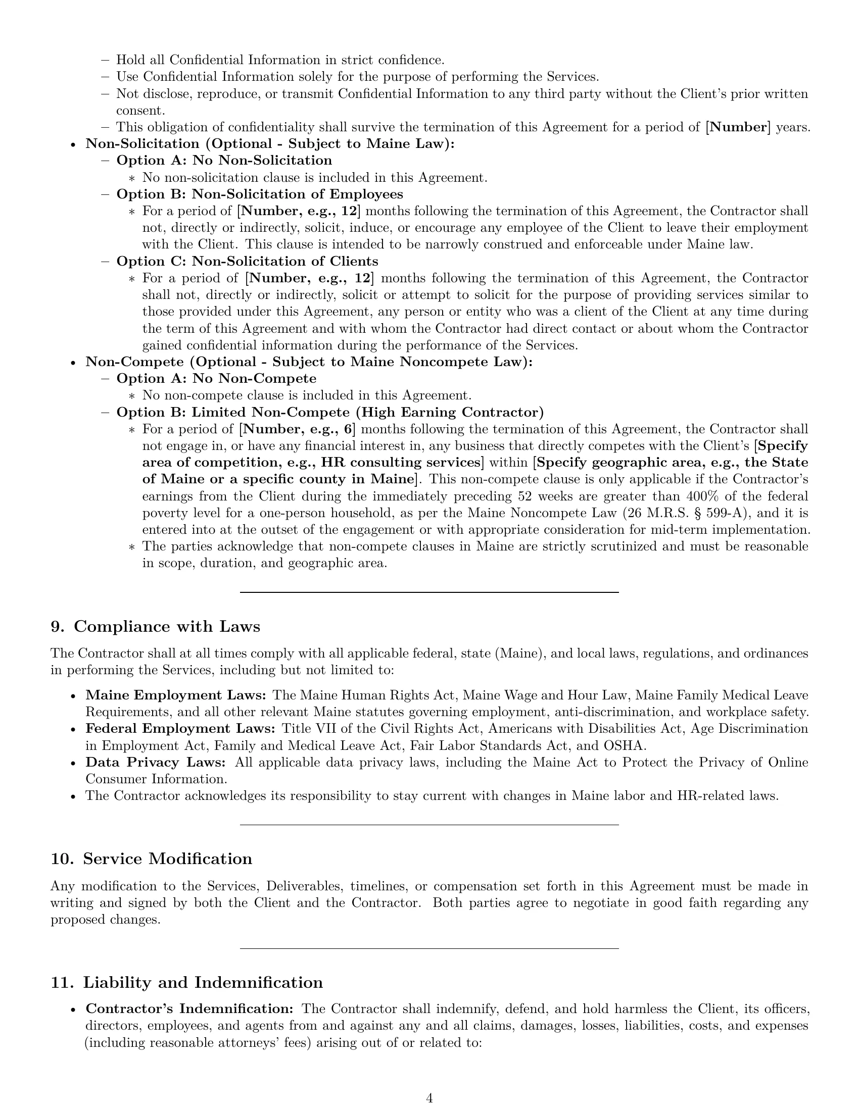 Preview page 4 of Pro Maine hr independent contractor agreement template