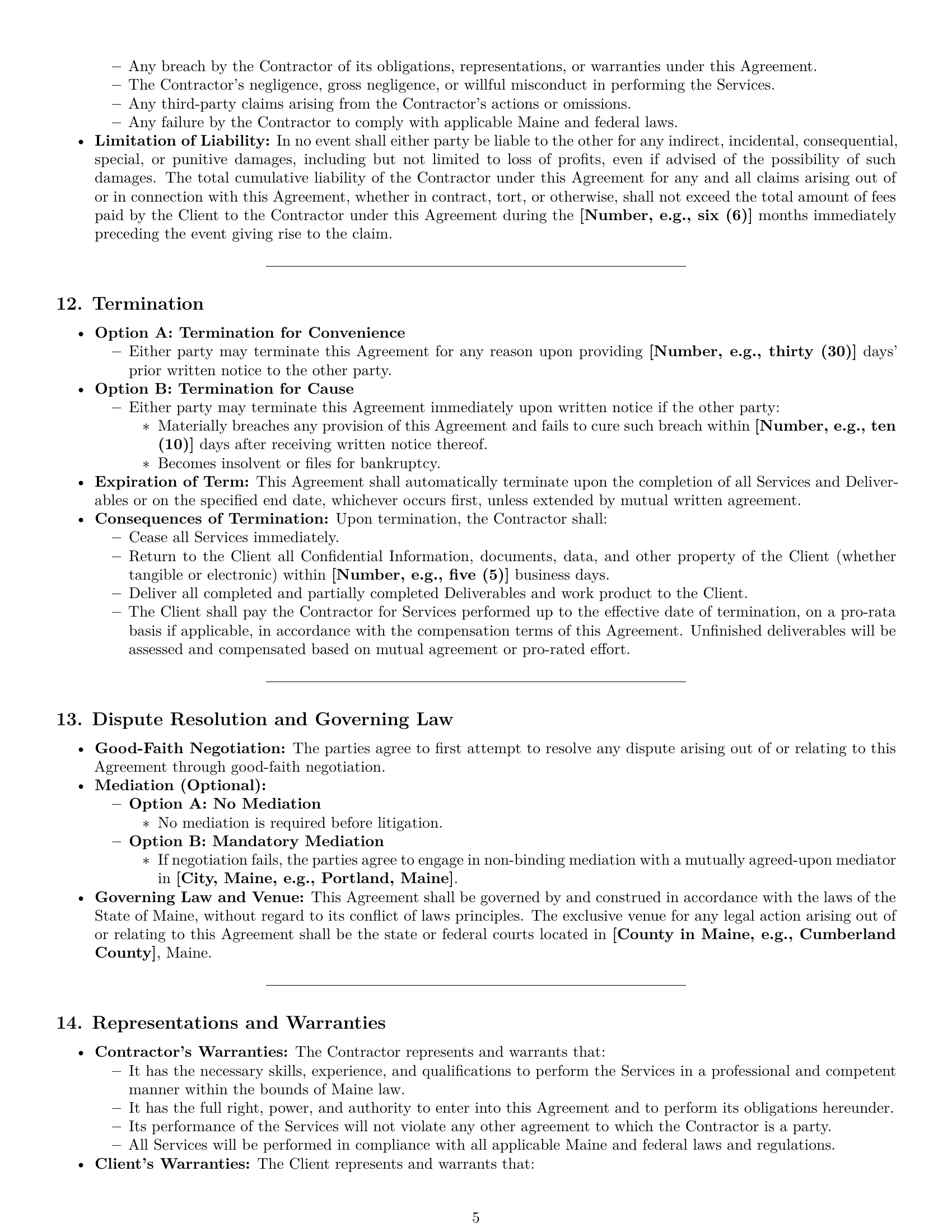 Preview page 5 of Pro Maine hr independent contractor agreement template