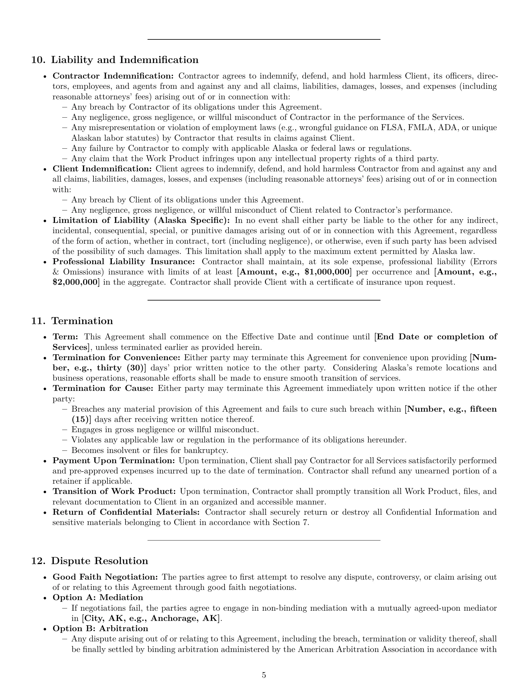 Preview page 5 of Pro Alaska hr independent contractor agreement template