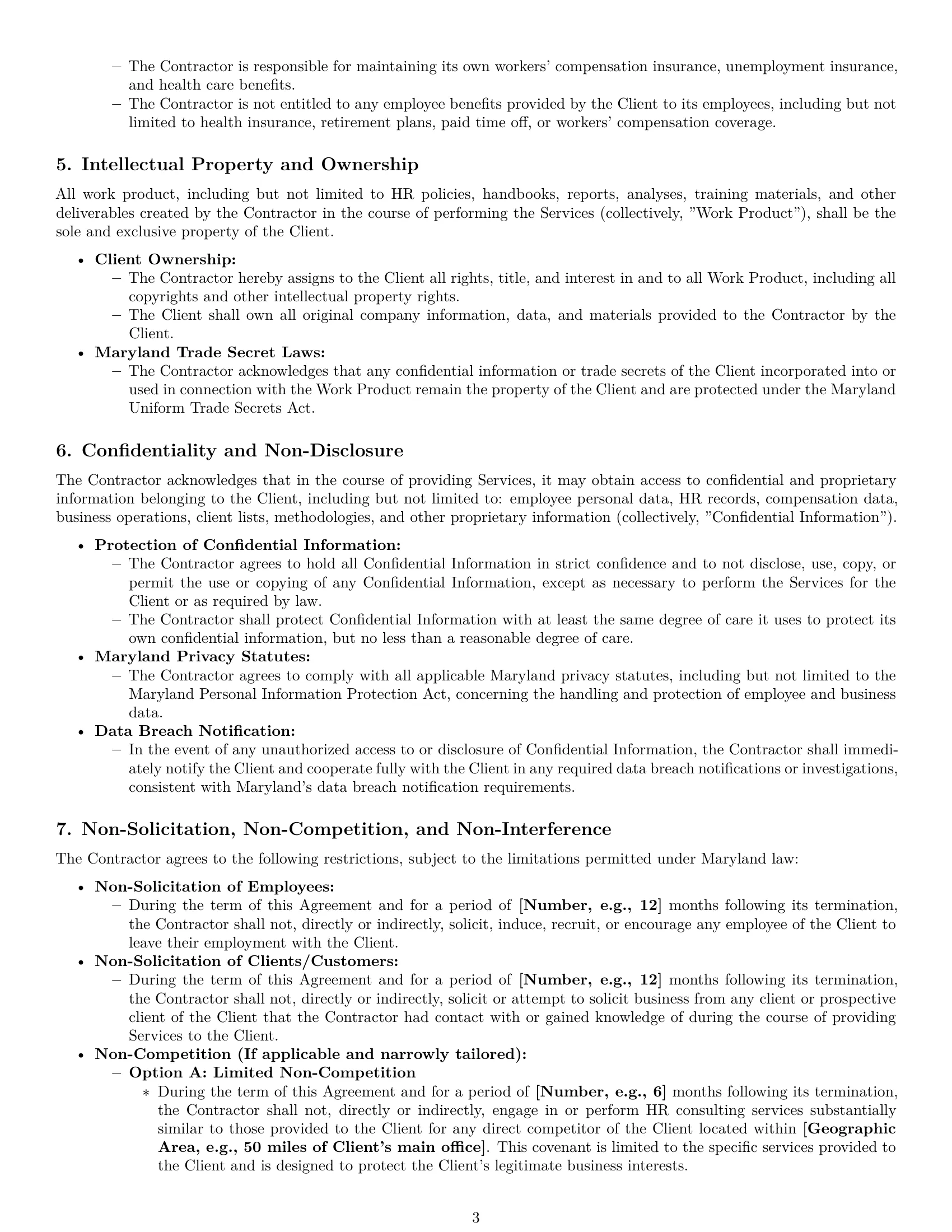 Preview page 3 of Pro Maryland hr independent contractor agreement template
