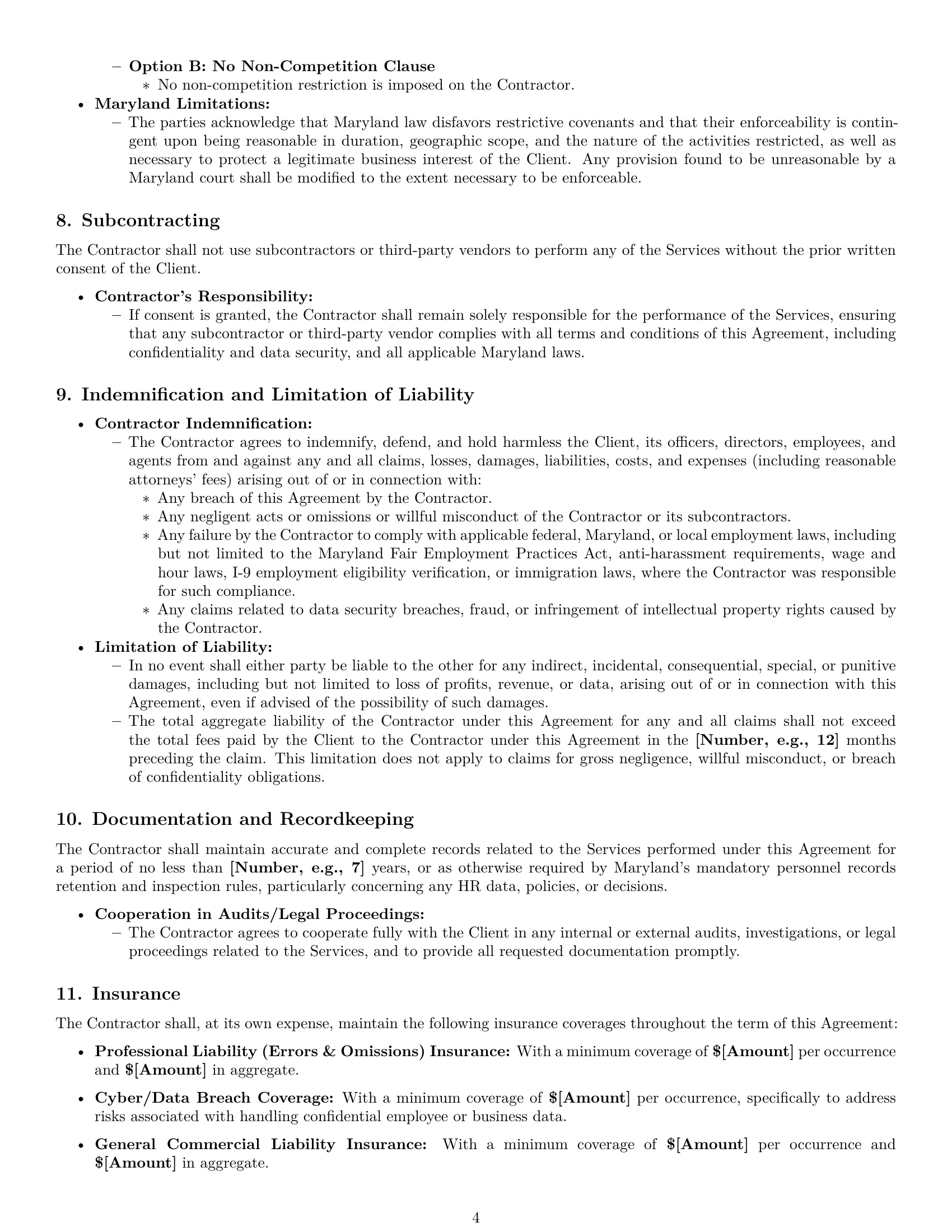 Preview page 4 of Pro Maryland hr independent contractor agreement template