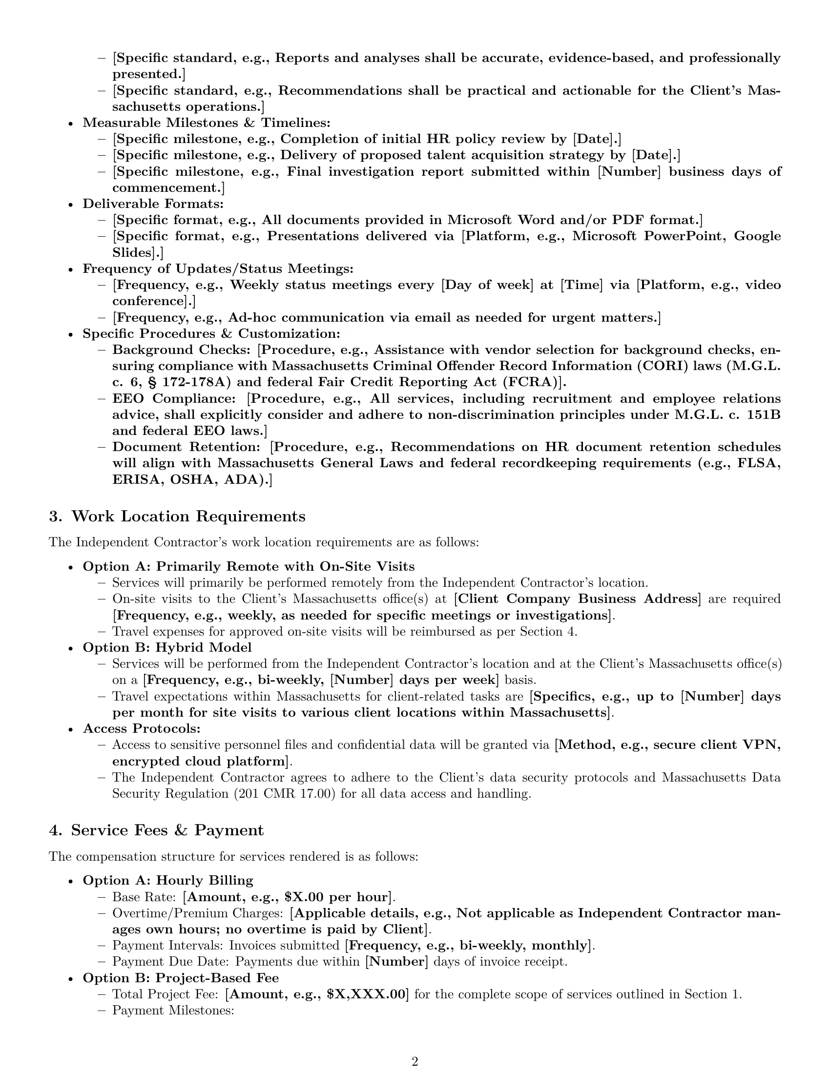 Preview page 2 of Pro Massachusetts hr independent contractor agreement template