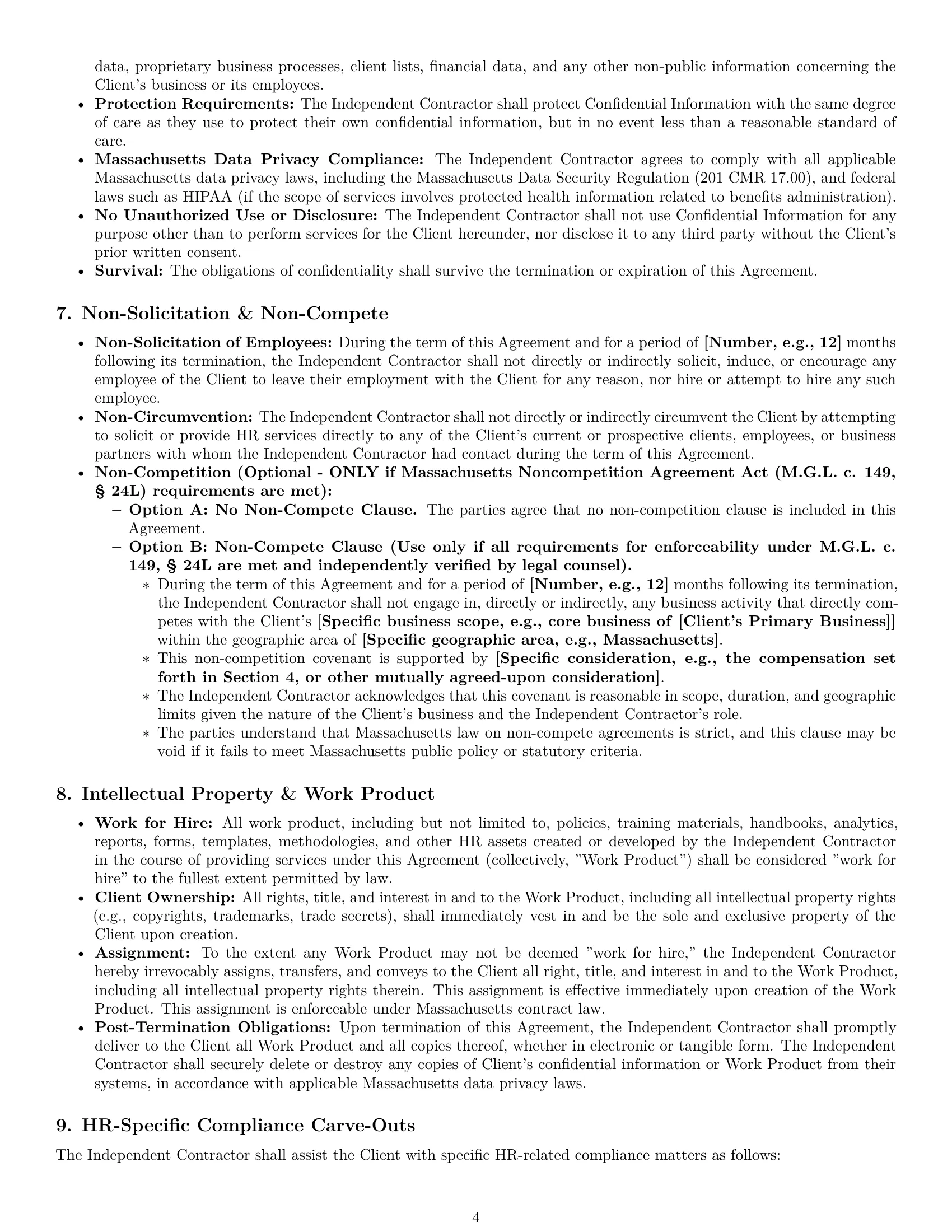 Preview page 4 of Pro Massachusetts hr independent contractor agreement template