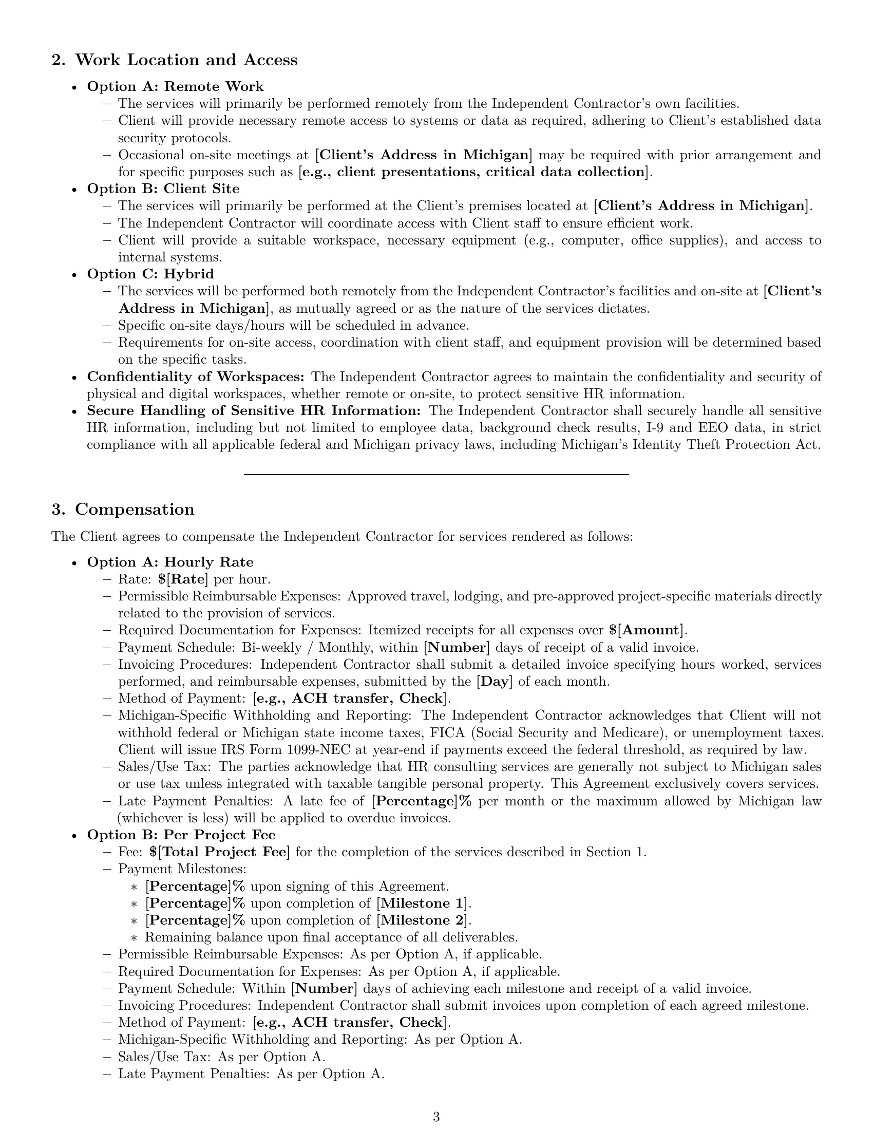 Preview page 3 of Pro Michigan hr independent contractor agreement template
