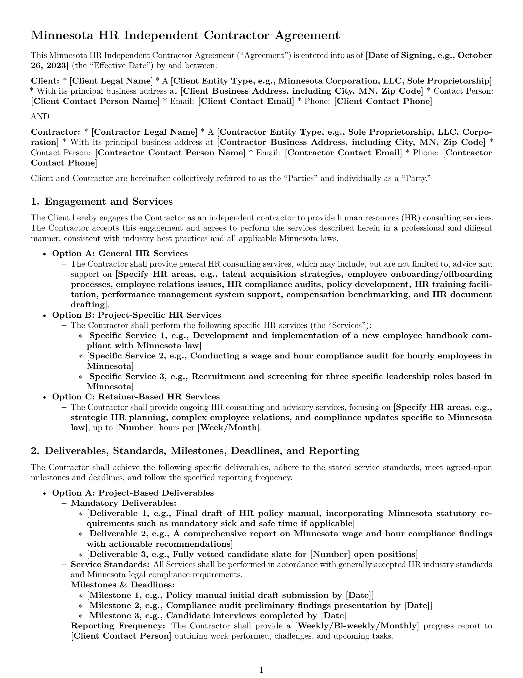 Preview page 1 of Pro Minnesota hr independent contractor agreement template