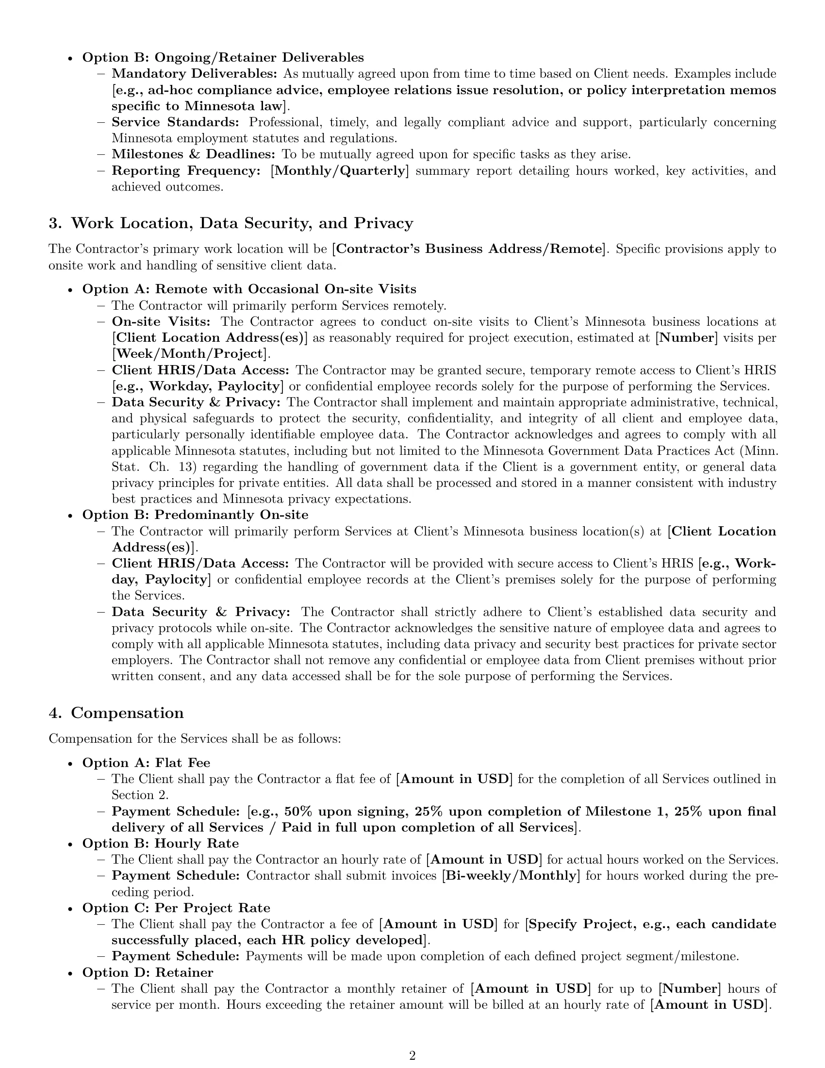 Preview page 2 of Pro Minnesota hr independent contractor agreement template