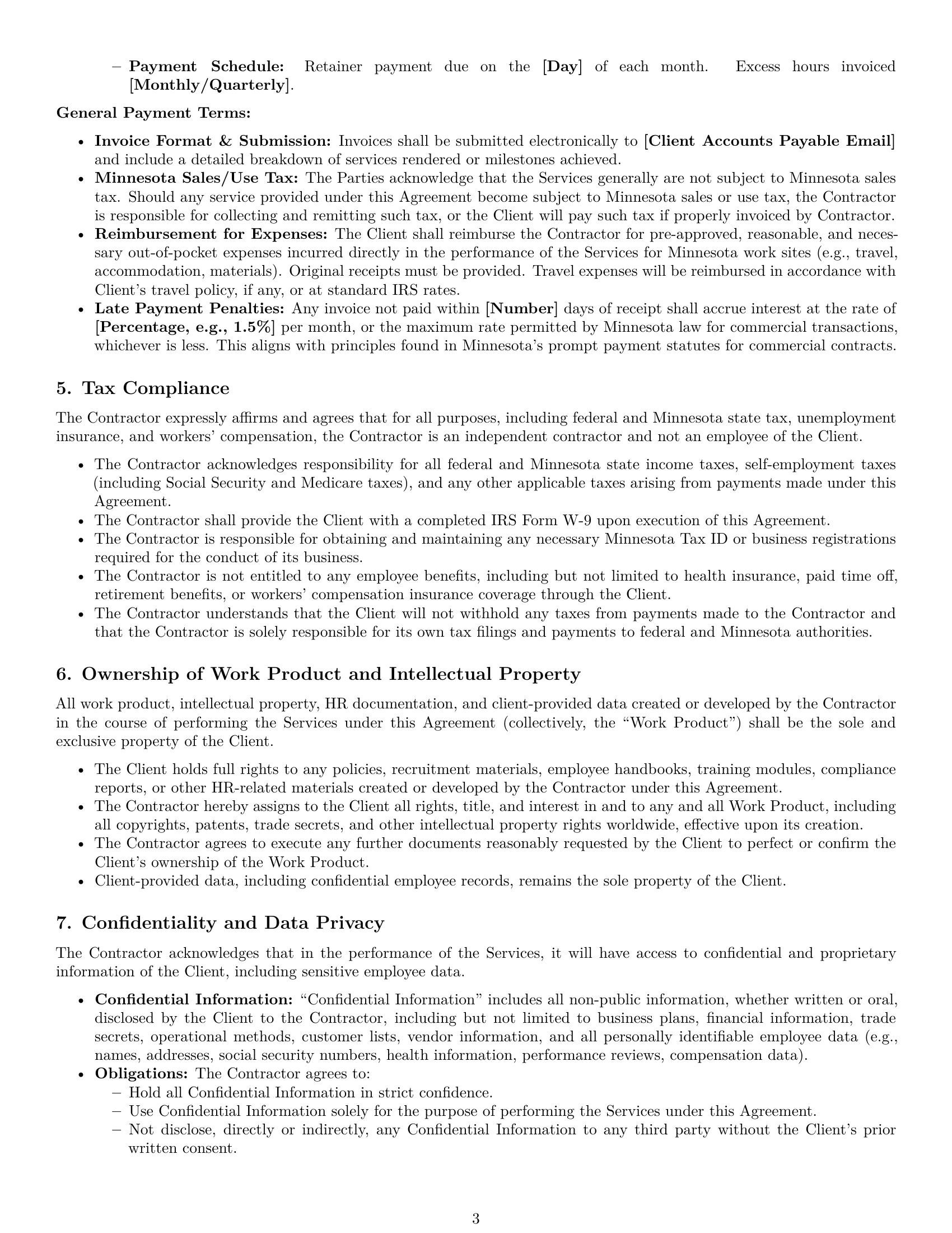 Preview page 3 of Pro Minnesota hr independent contractor agreement template