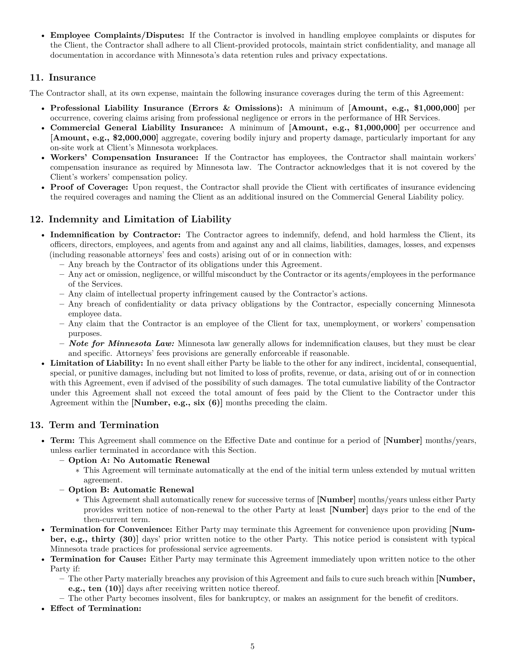 Preview page 5 of Pro Minnesota hr independent contractor agreement template
