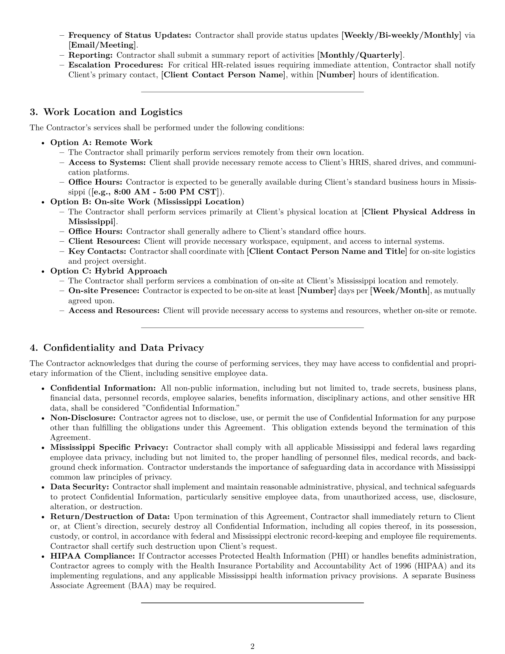 Preview page 2 of Pro Mississippi hr independent contractor agreement template