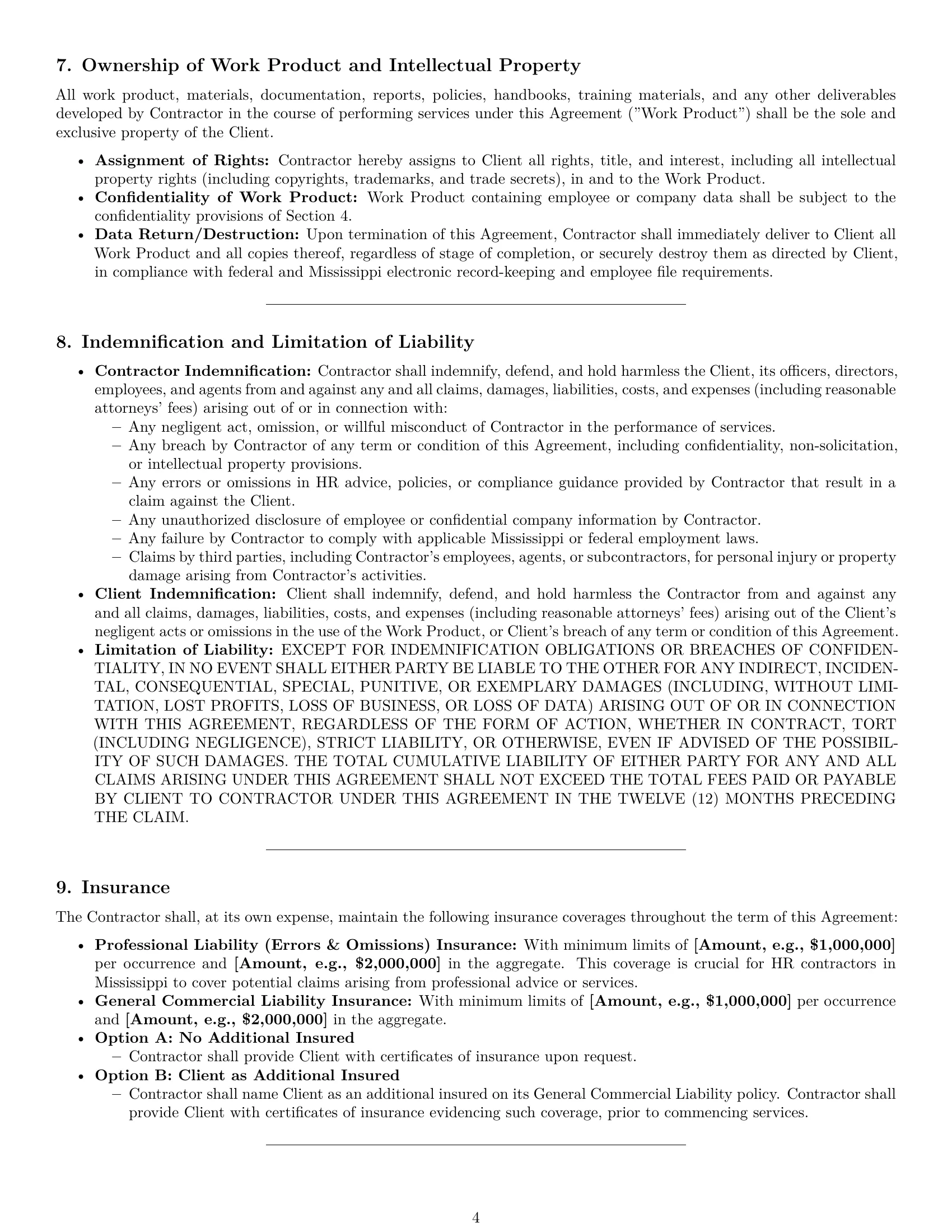 Preview page 4 of Pro Mississippi hr independent contractor agreement template