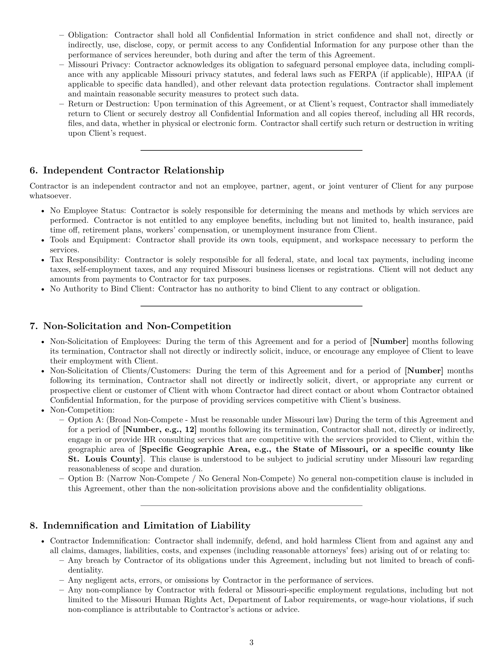 Preview page 3 of Pro Missouri hr independent contractor agreement template