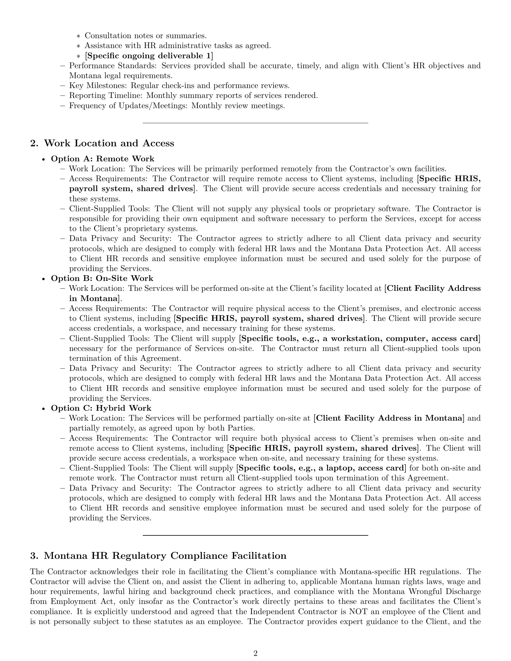 Preview page 2 of Pro Montana hr independent contractor agreement template