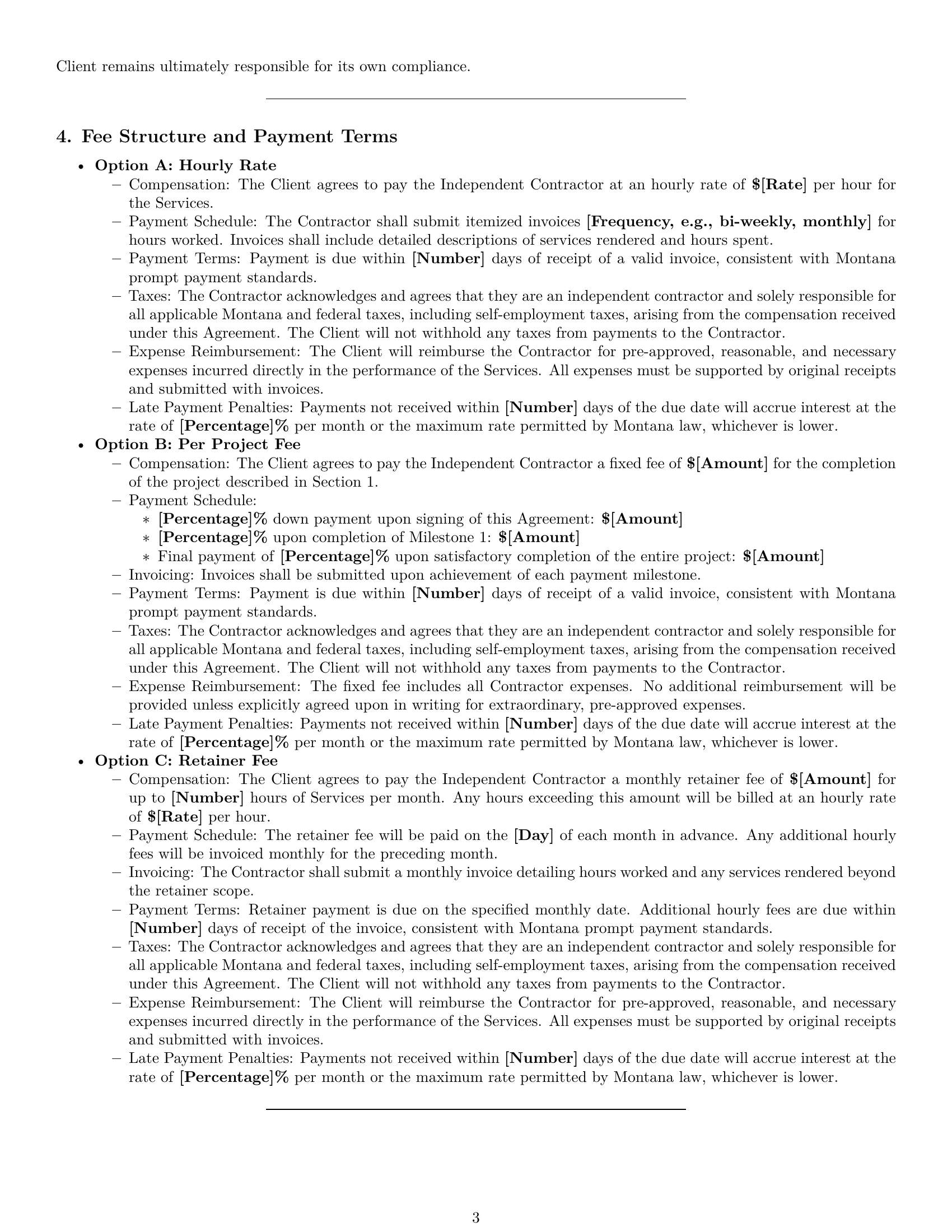 Preview page 3 of Pro Montana hr independent contractor agreement template