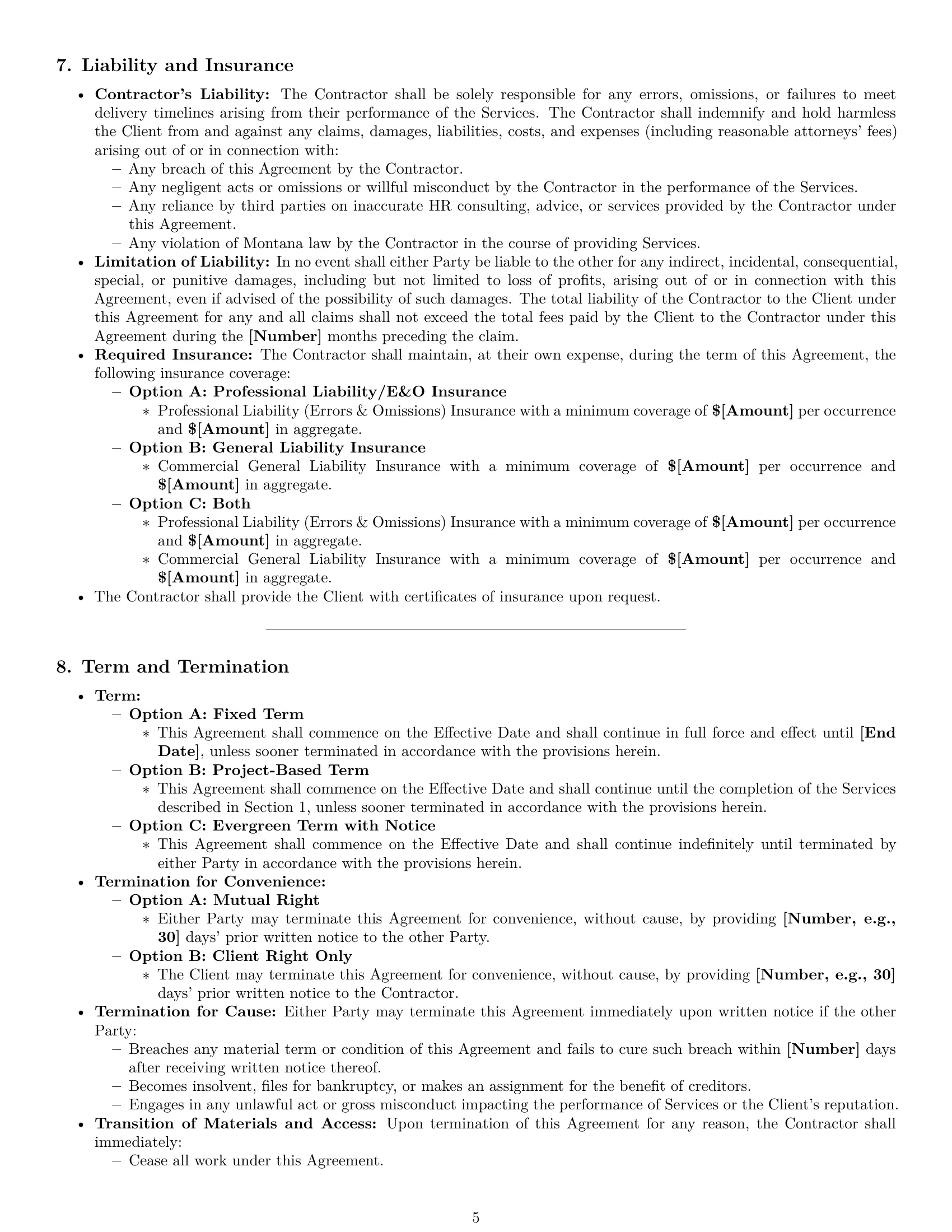 Preview page 5 of Pro Montana hr independent contractor agreement template