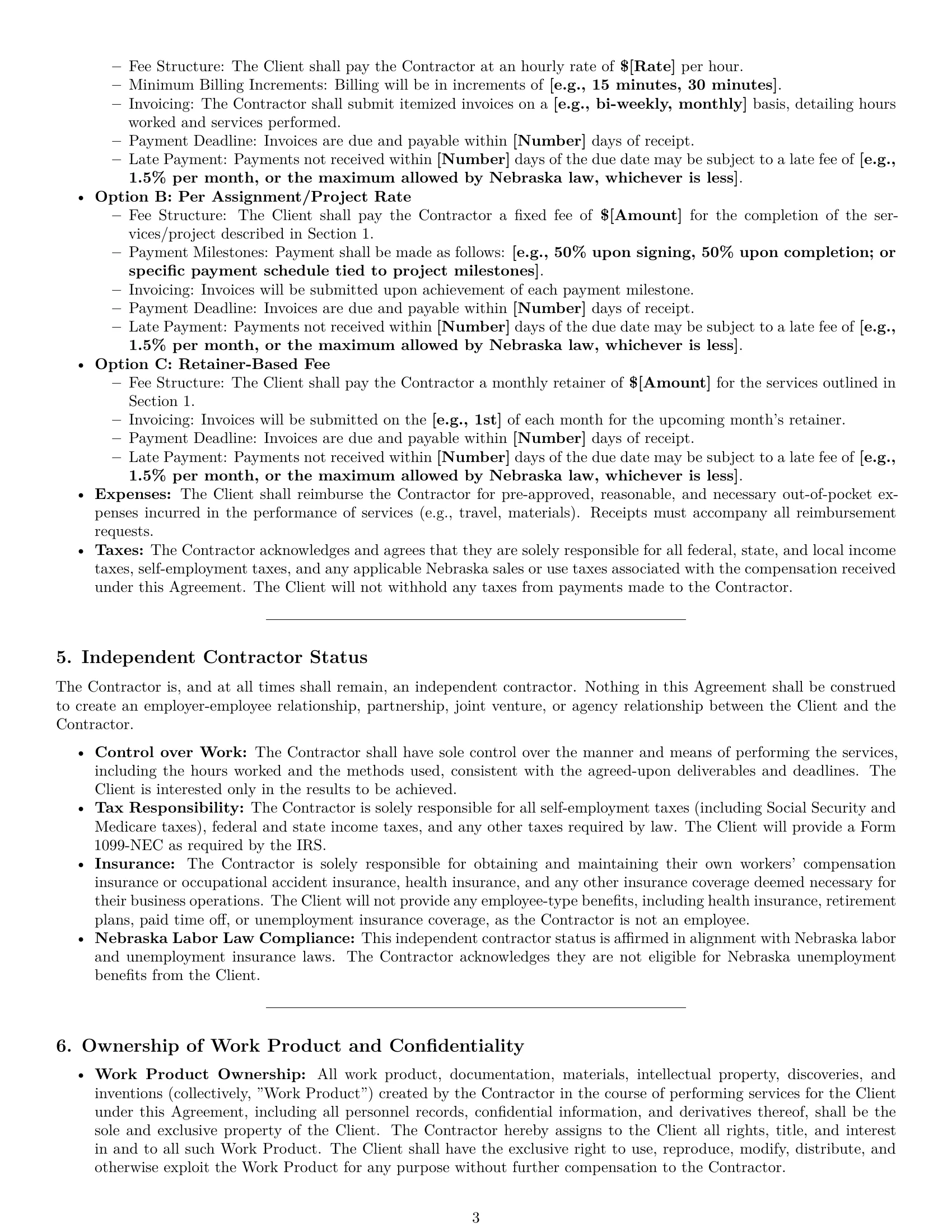Preview page 3 of Pro Nebraska hr independent contractor agreement template