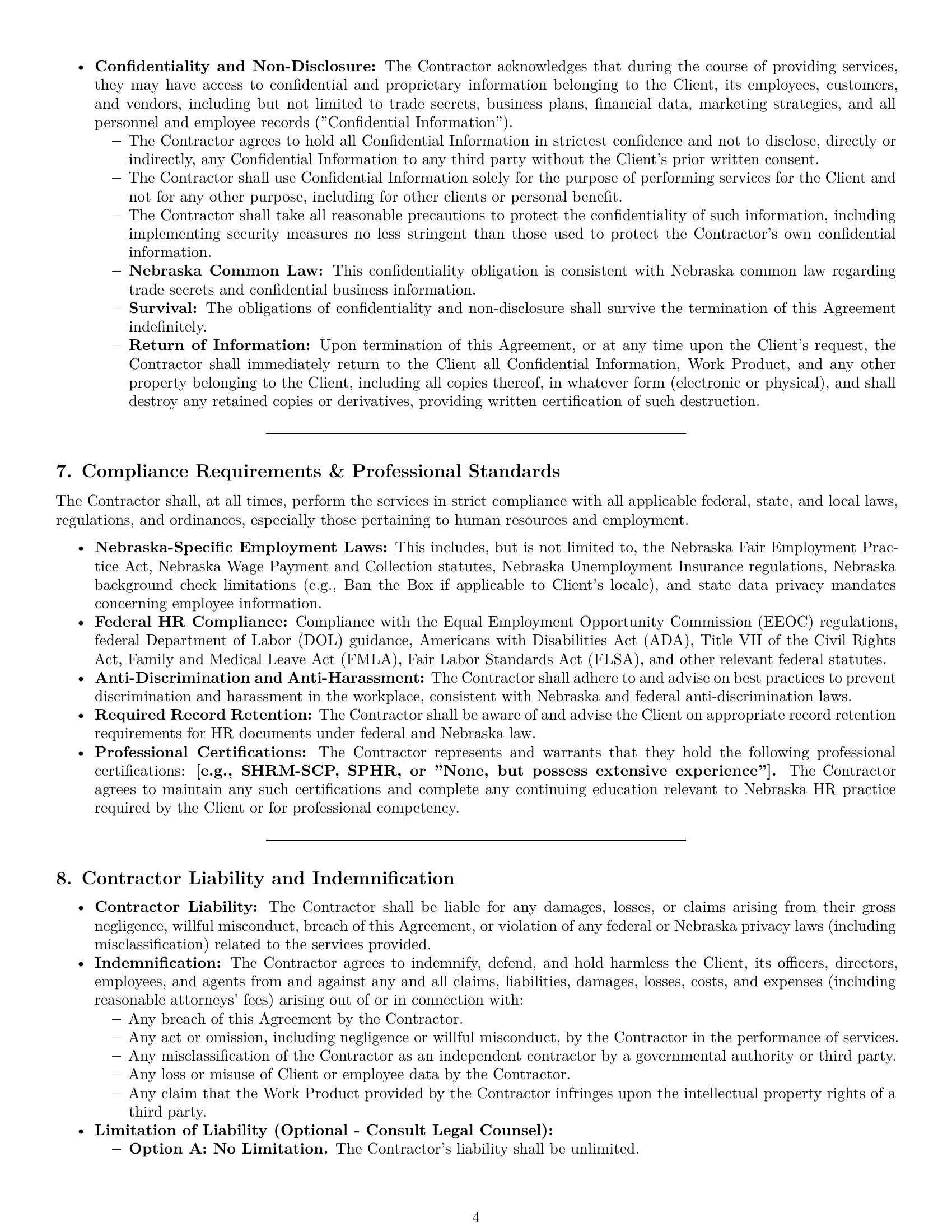 Preview page 4 of Pro Nebraska hr independent contractor agreement template