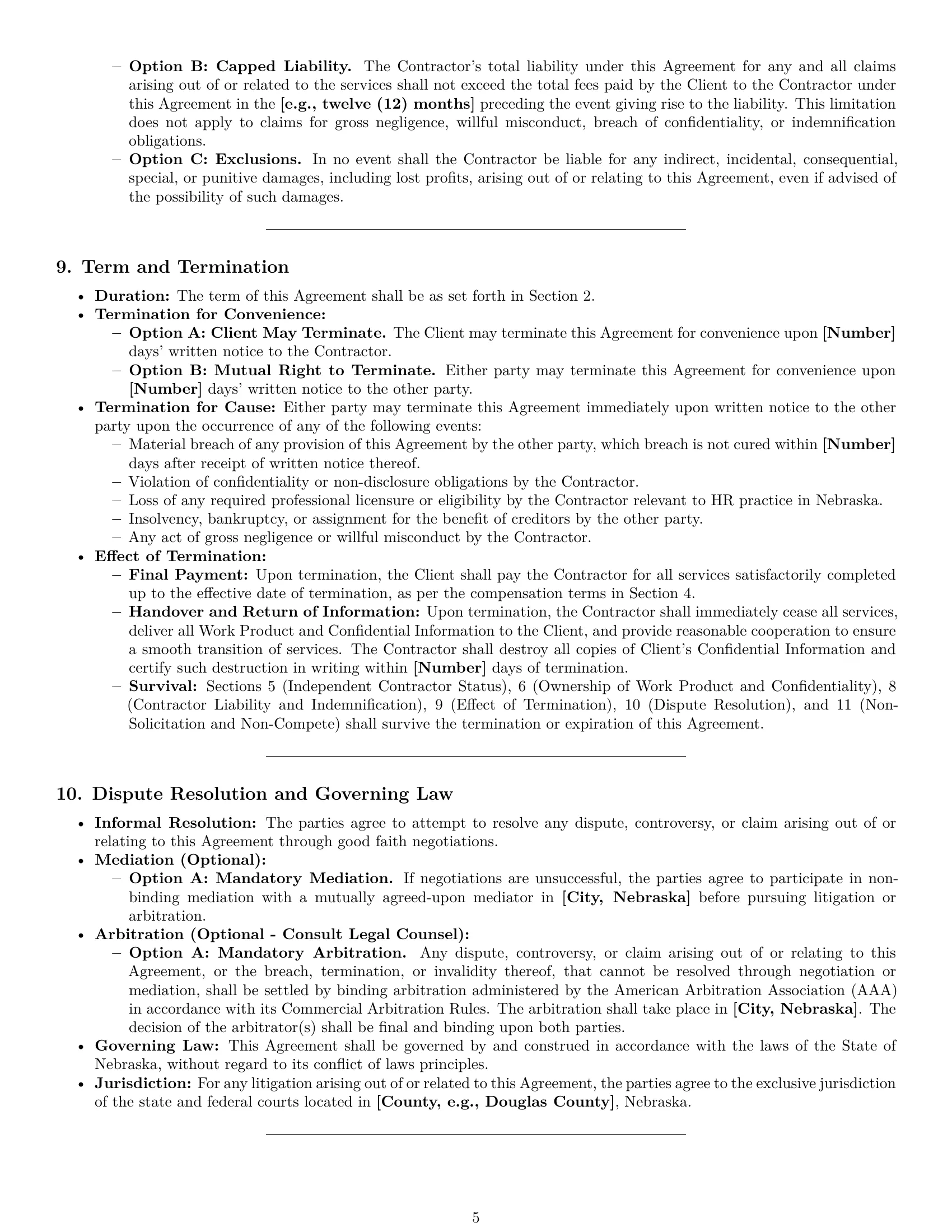 Preview page 5 of Pro Nebraska hr independent contractor agreement template