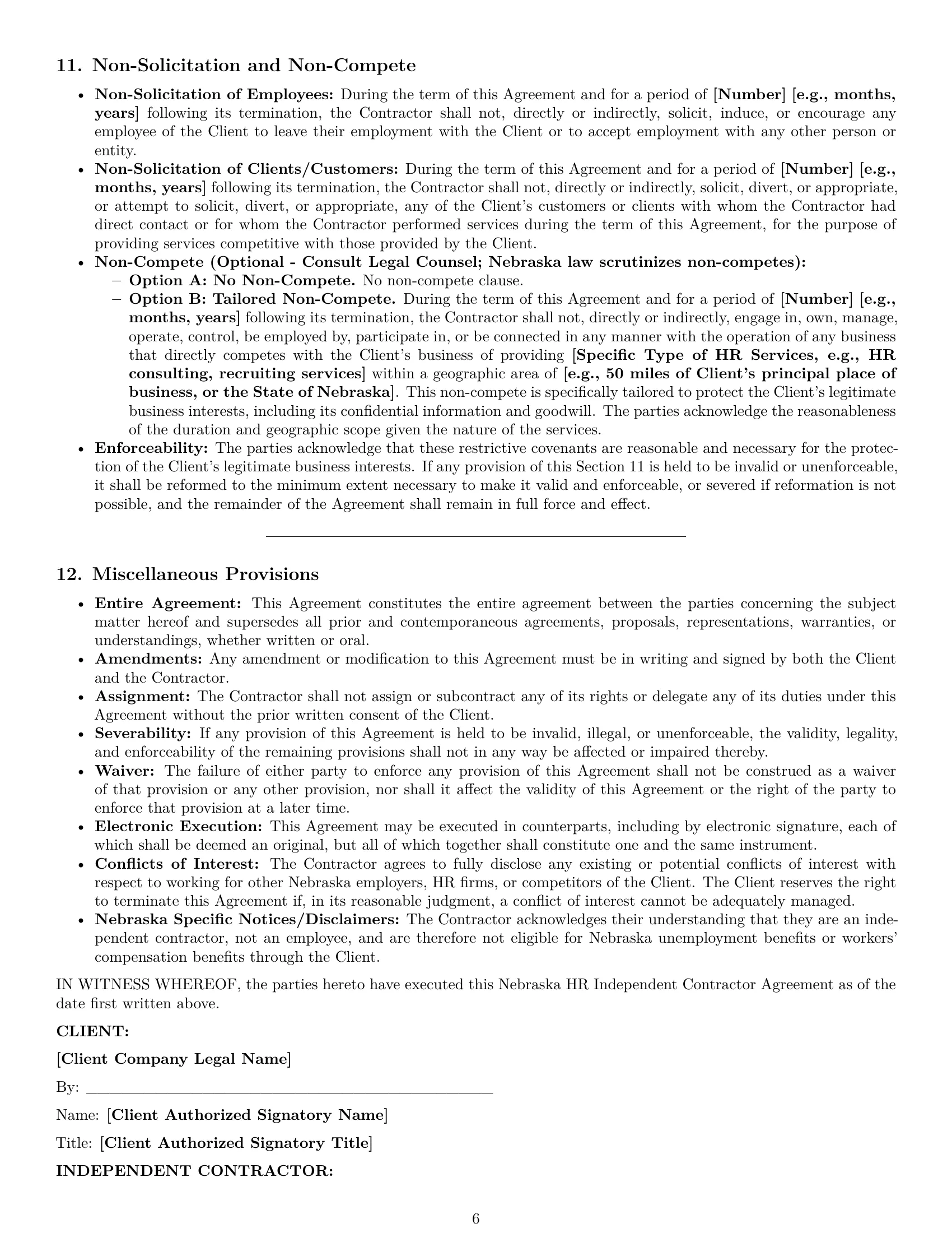Preview page 6 of Pro Nebraska hr independent contractor agreement template