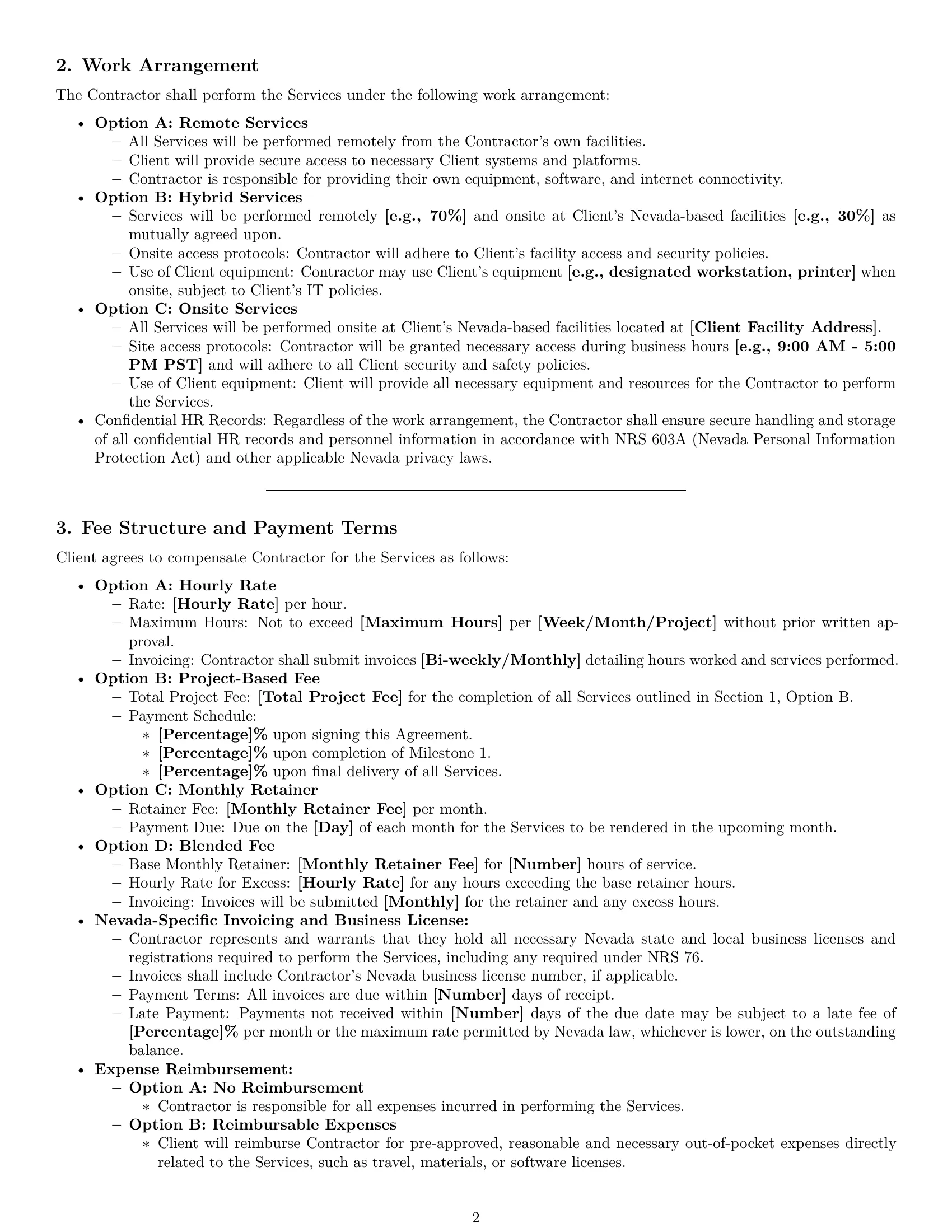 Preview page 2 of Pro Nevada hr independent contractor agreement template