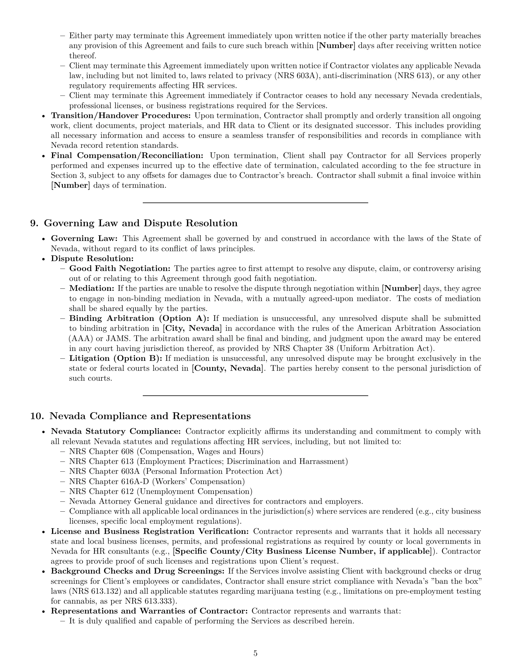 Preview page 5 of Pro Nevada hr independent contractor agreement template
