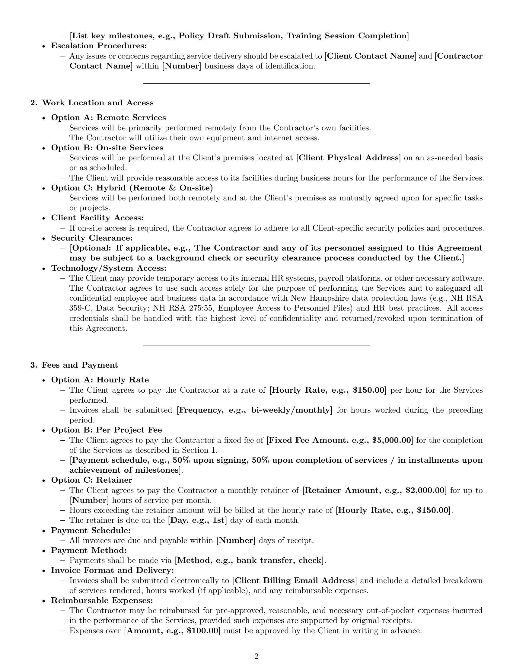 Preview page 2 of Pro New Hampshire hr independent contractor agreement template