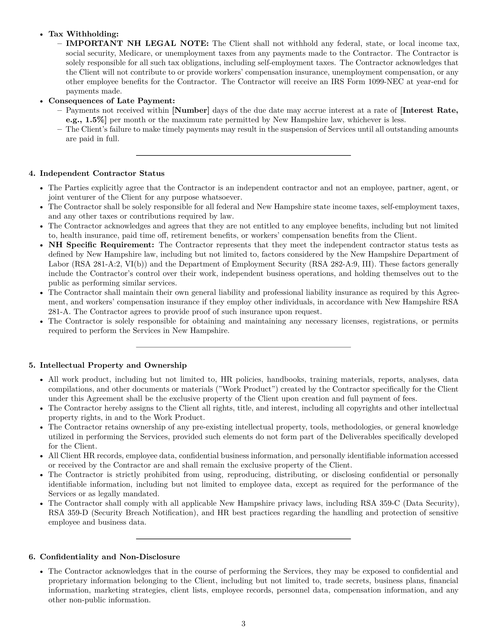 Preview page 3 of Pro New Hampshire hr independent contractor agreement template