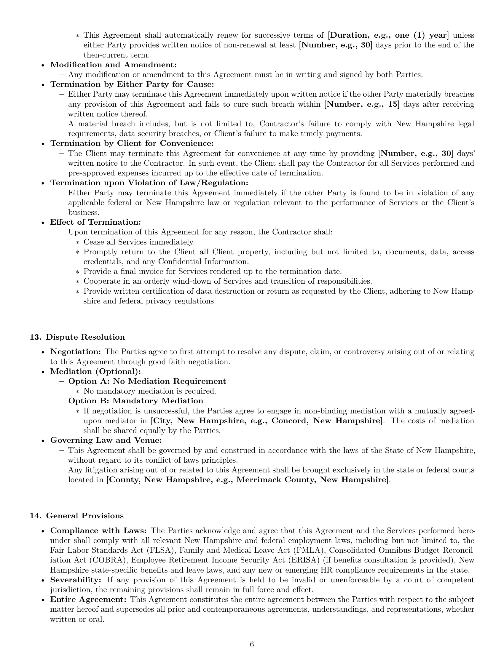 Preview page 6 of Pro New Hampshire hr independent contractor agreement template