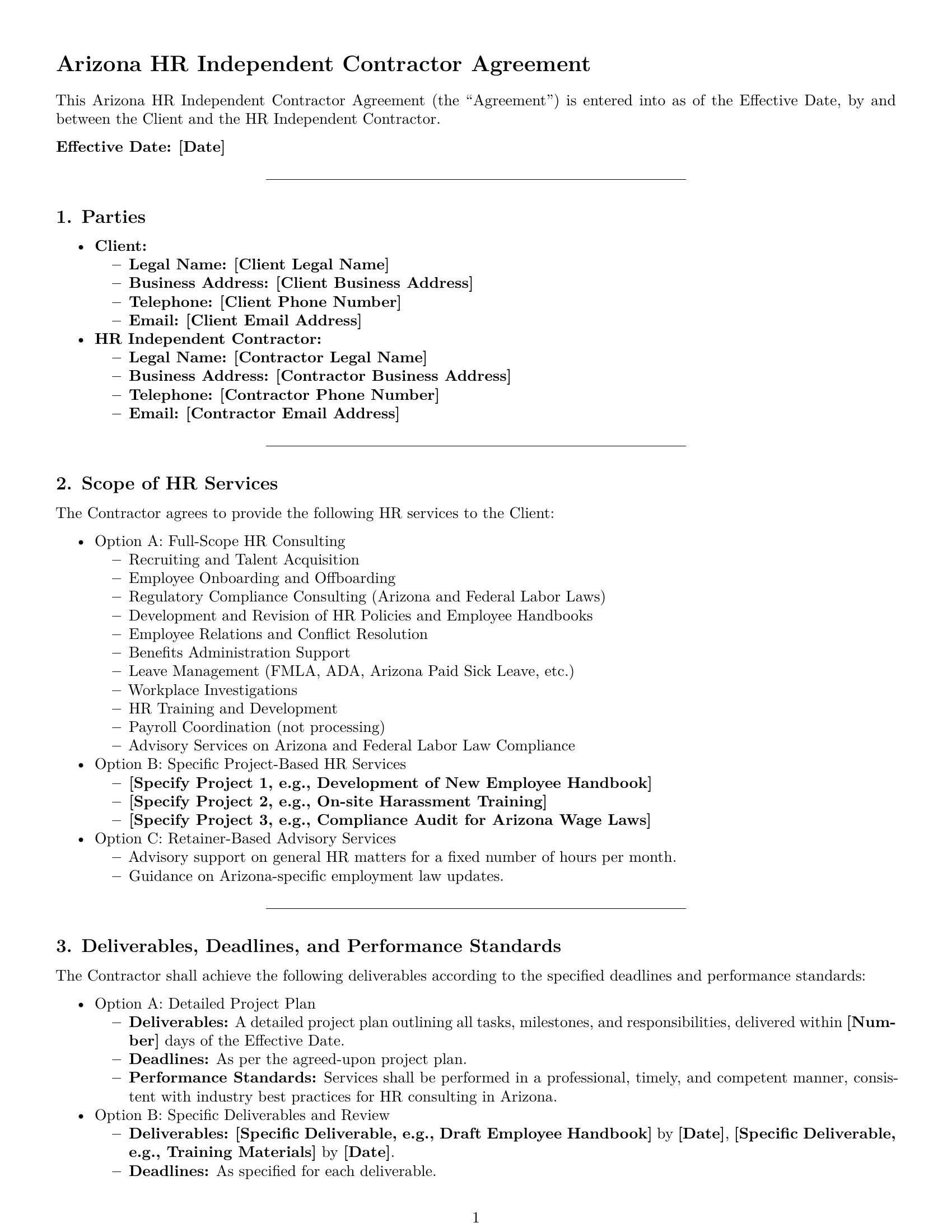 Preview page 1 of Pro Arizona hr independent contractor agreement template